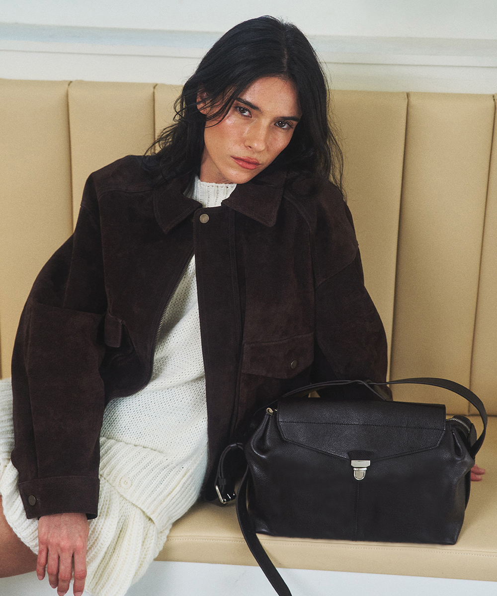 Aure Buckle Flap Bag - BROWN