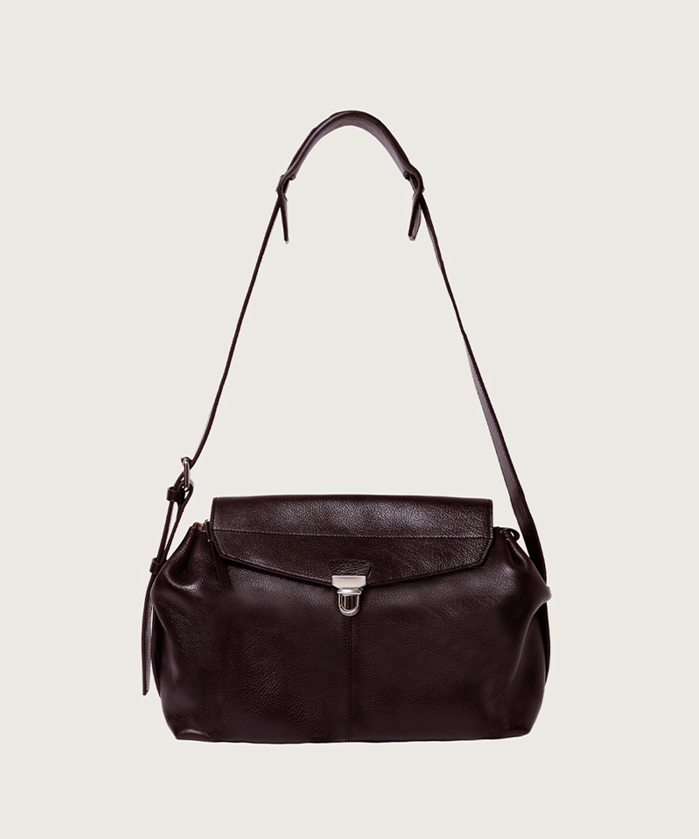Aure Buckle Flap Bag - BROWN