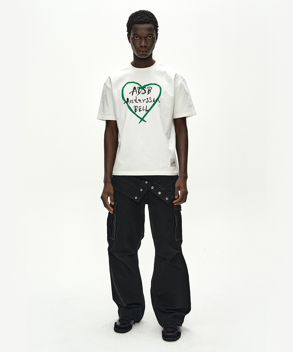 UNISEX HEART KELLY LOGO T-SHIRT atb1682u(WHITE/GREEN)