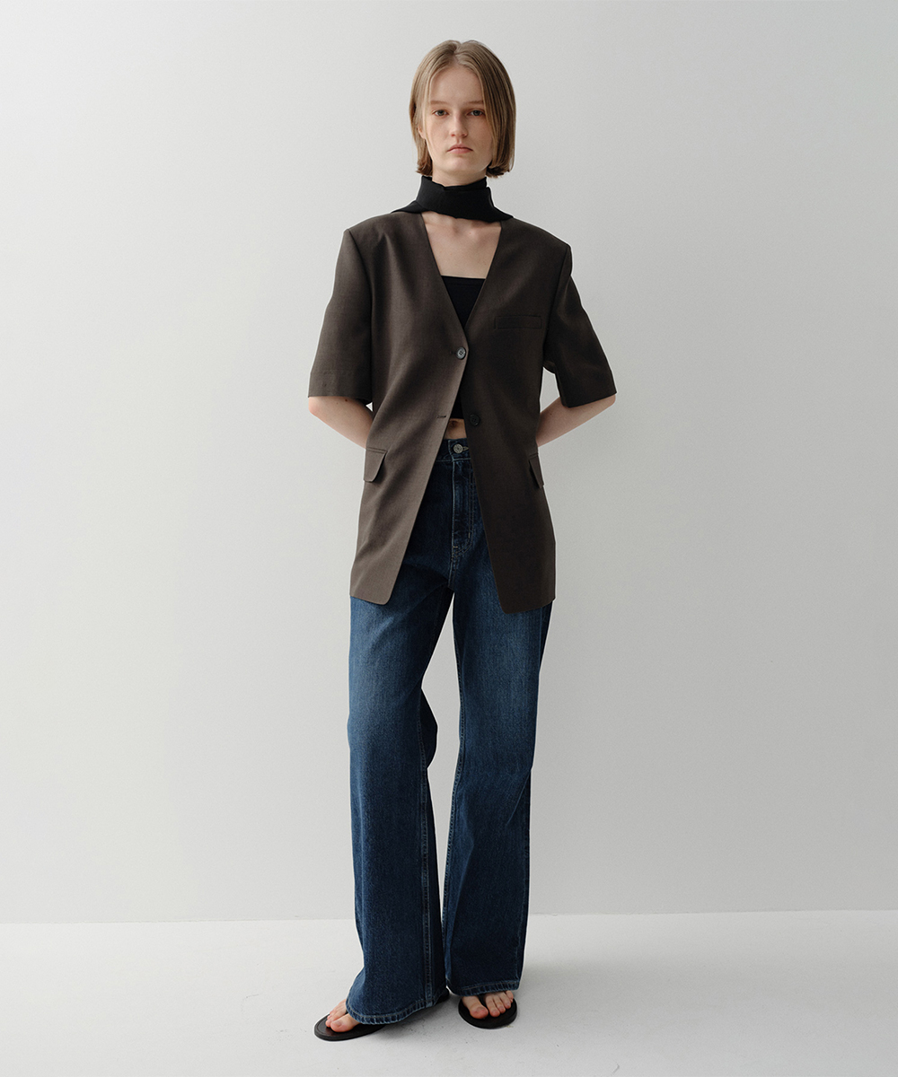BLAKE COLLARLESS JACKET (TAUPE)