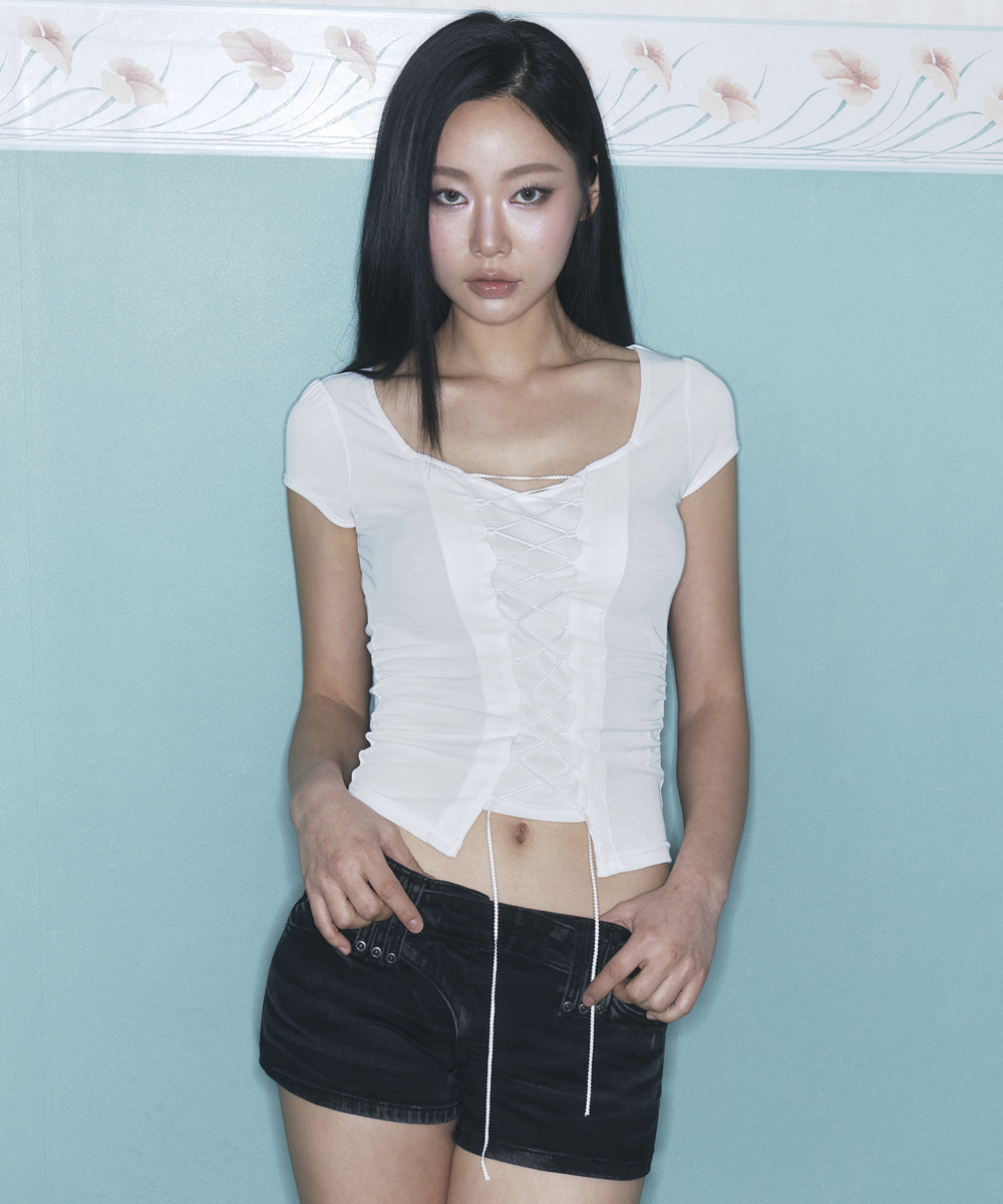 Heren Corset Short Sleeve Top (Ivory)