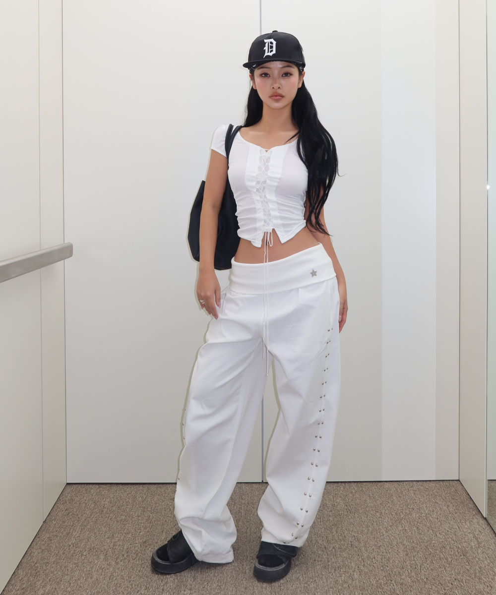 Heren Corset Short Sleeve Top (Ivory)