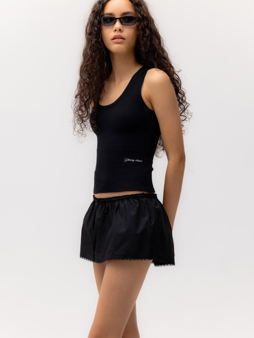 MUSINSA | GLOWNY G CLASSIC LACE-UP MINI SKIRT (BLACK)