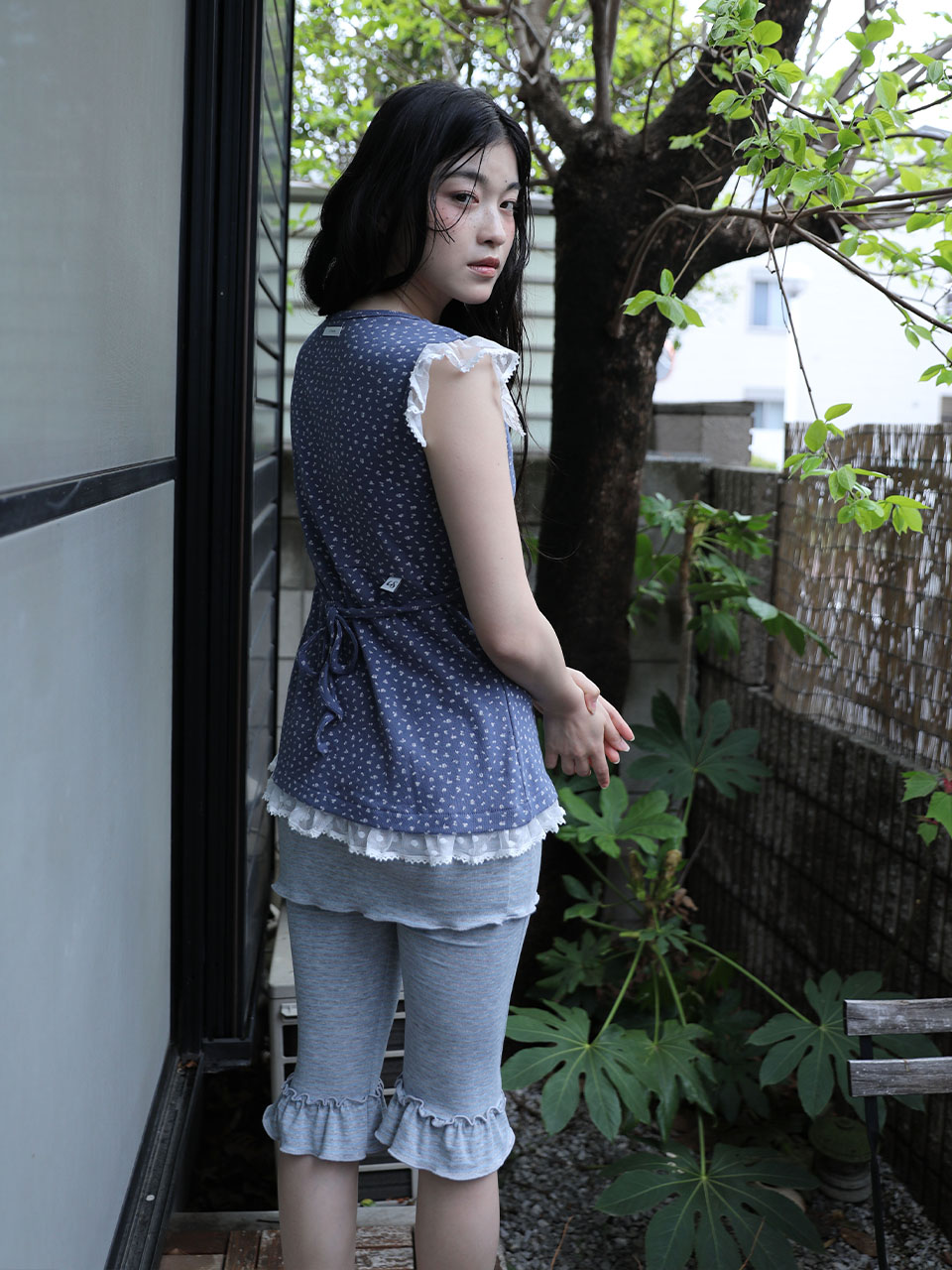 FRILL CAPRI SKIRT PANTS(ST GREY)