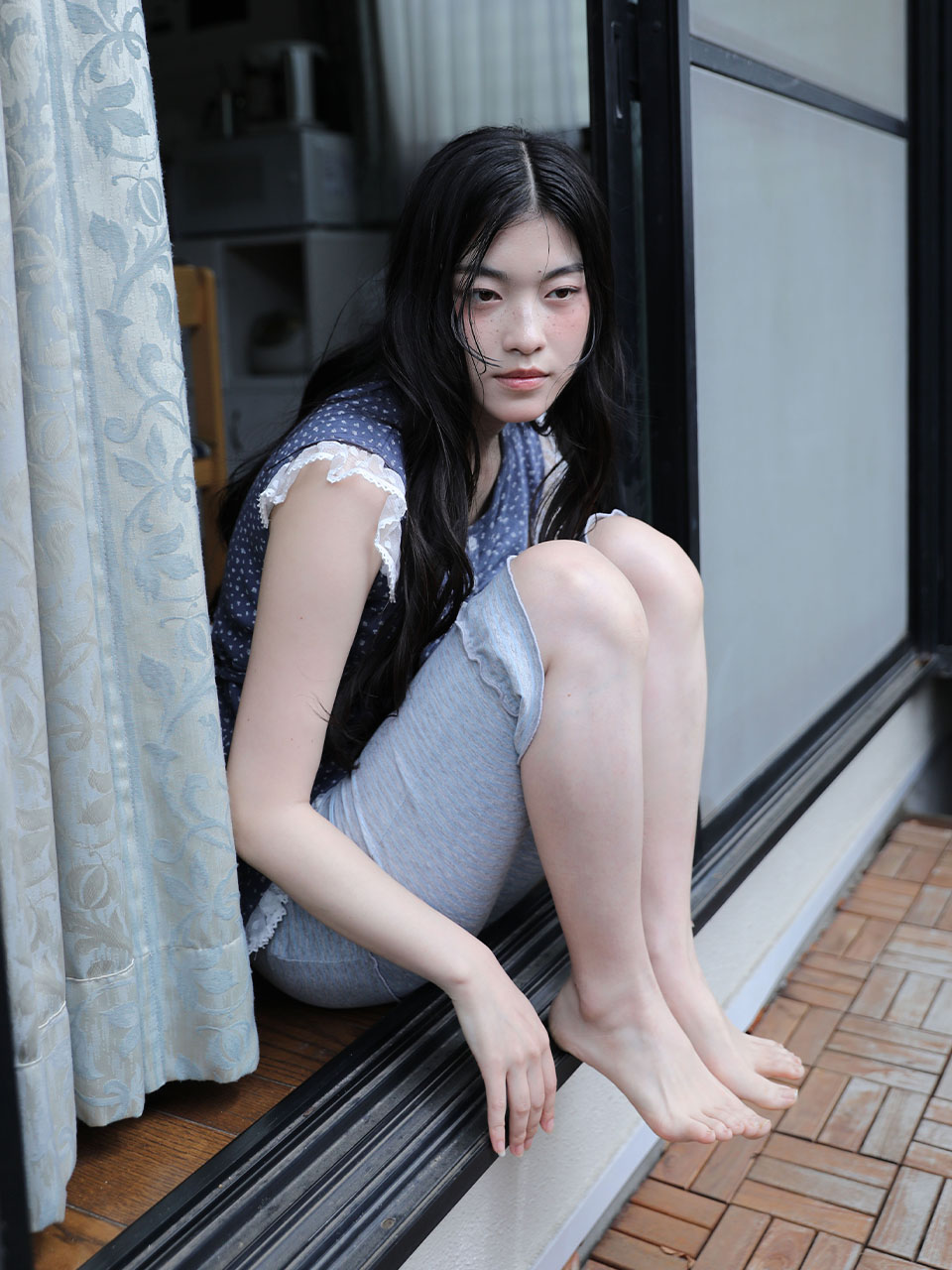 FRILL CAPRI SKIRT PANTS(ST GREY)