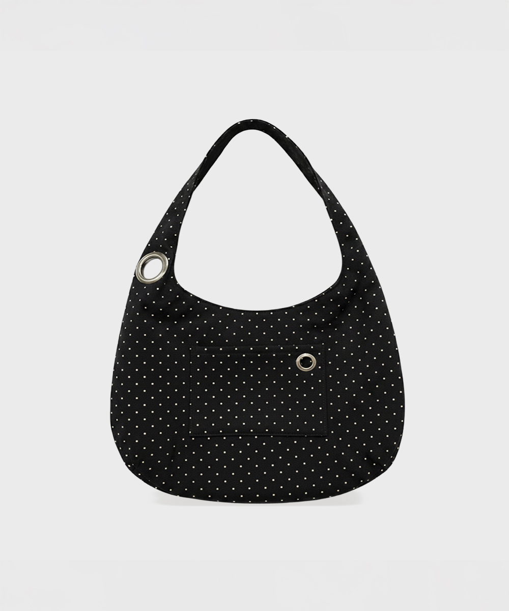 Soft Curve Dot Eyelet Hobo bag Black