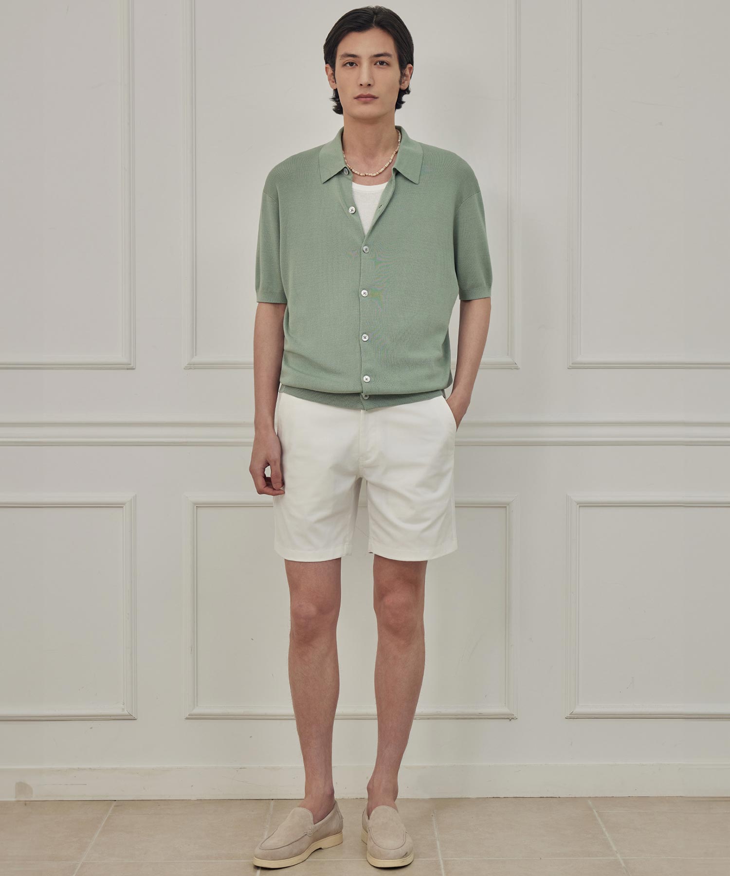 Шелковый кардиган поло Reiss - Shale Green