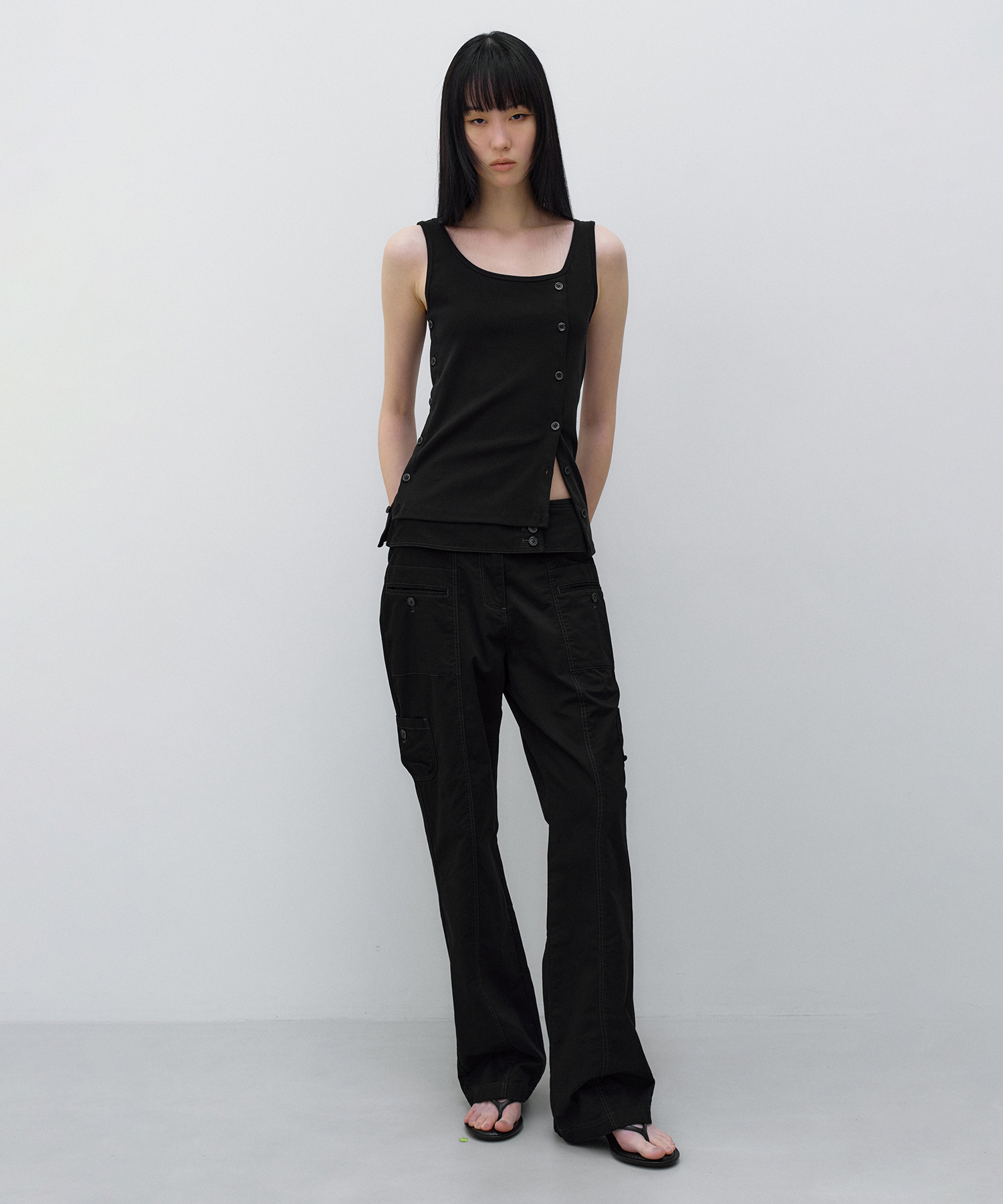 Washed Cotton Pocket брюки BLACK