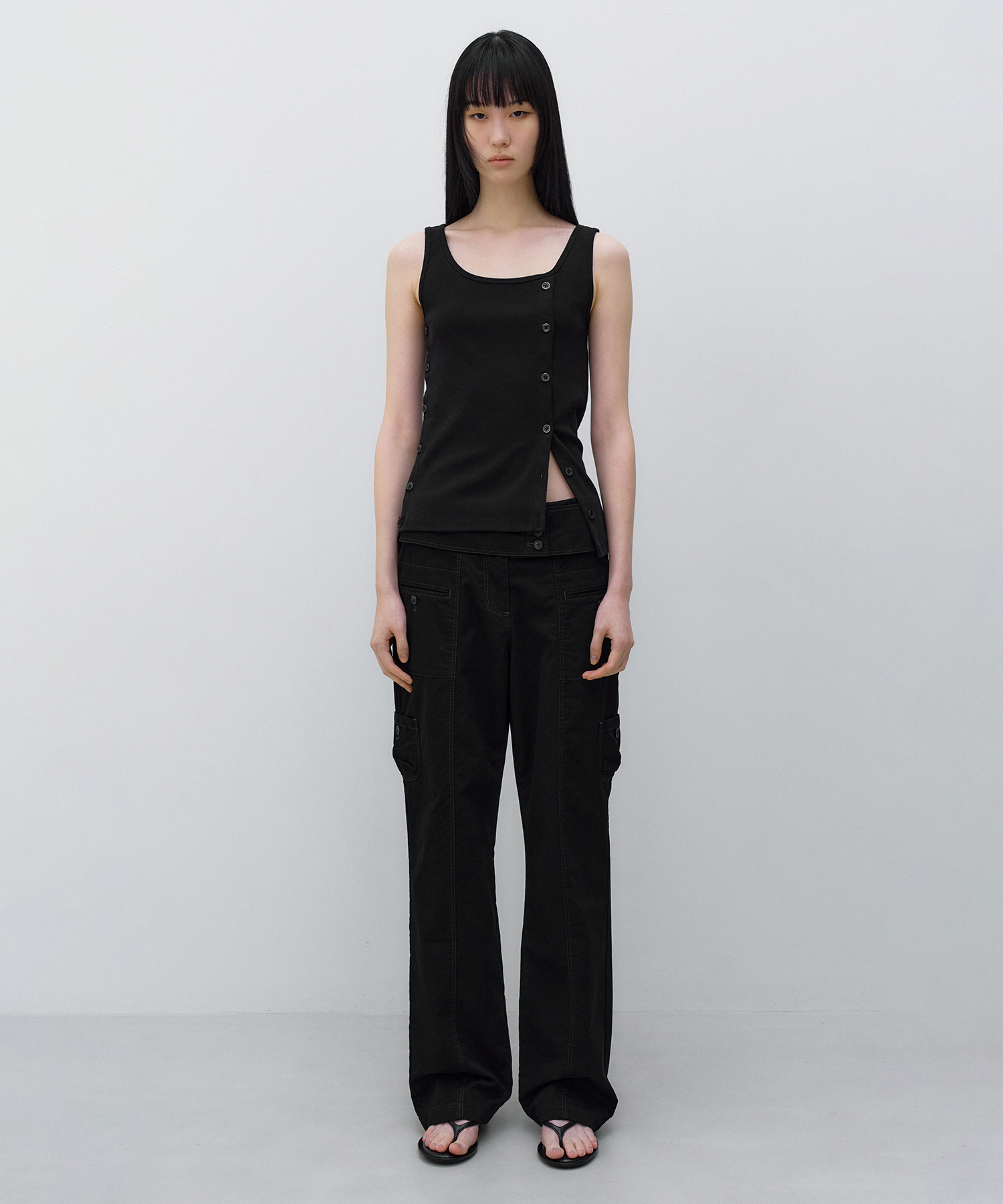 Washed Cotton Pocket брюки BLACK