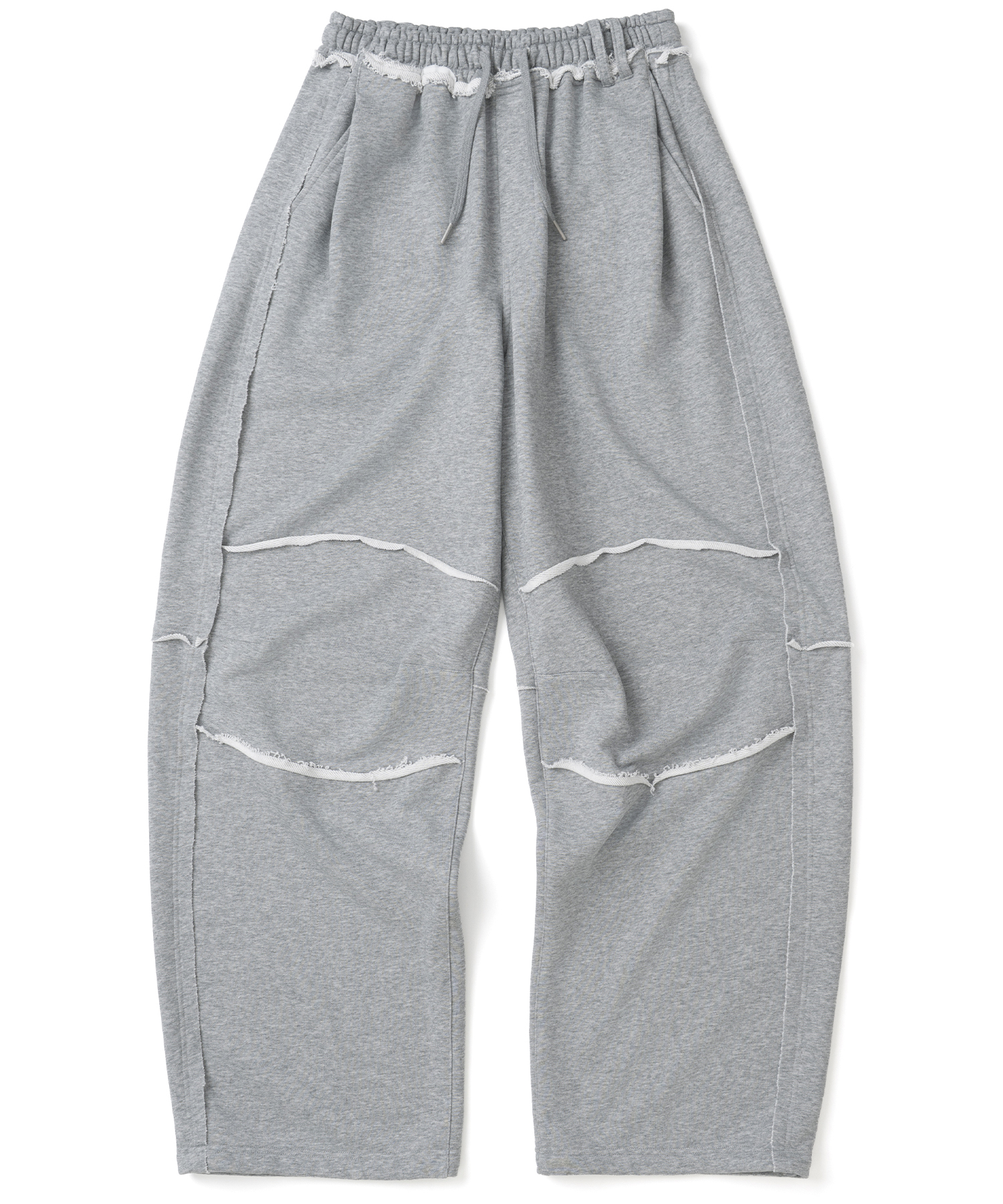 Raw Edge Curved Biker Sweat Pants - Grey
