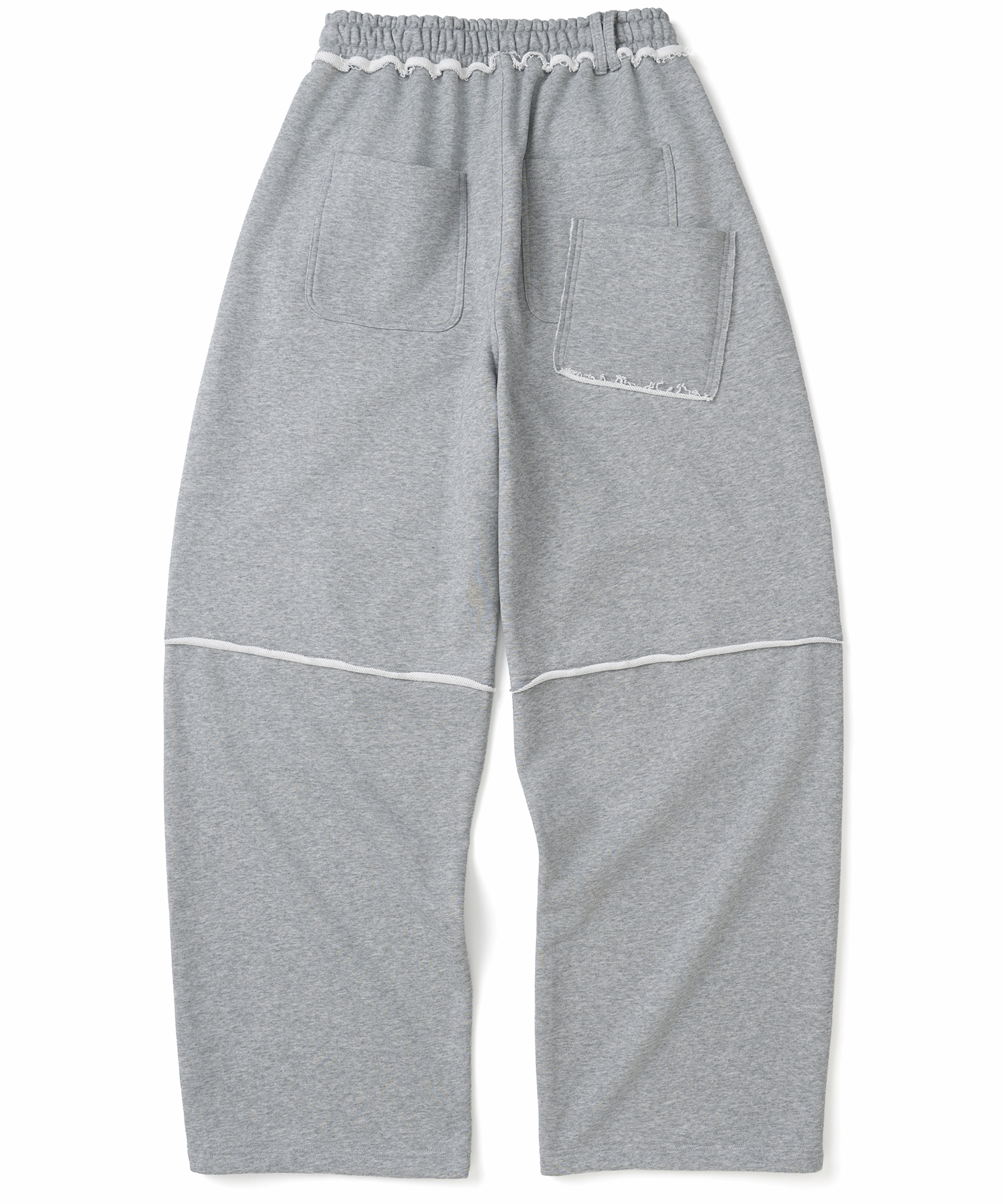 Raw Edge Curved Biker Sweat Pants - Grey