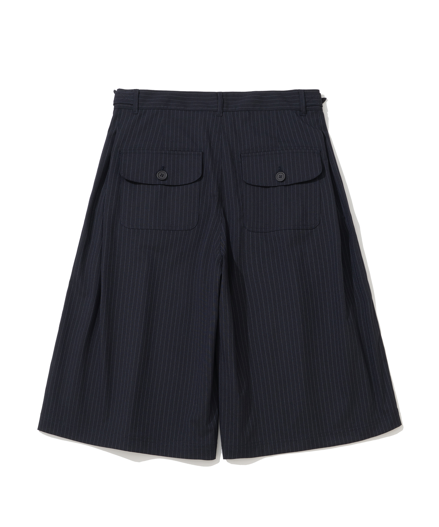 Two Tuck Stripe Bermuda Shorts - Navy