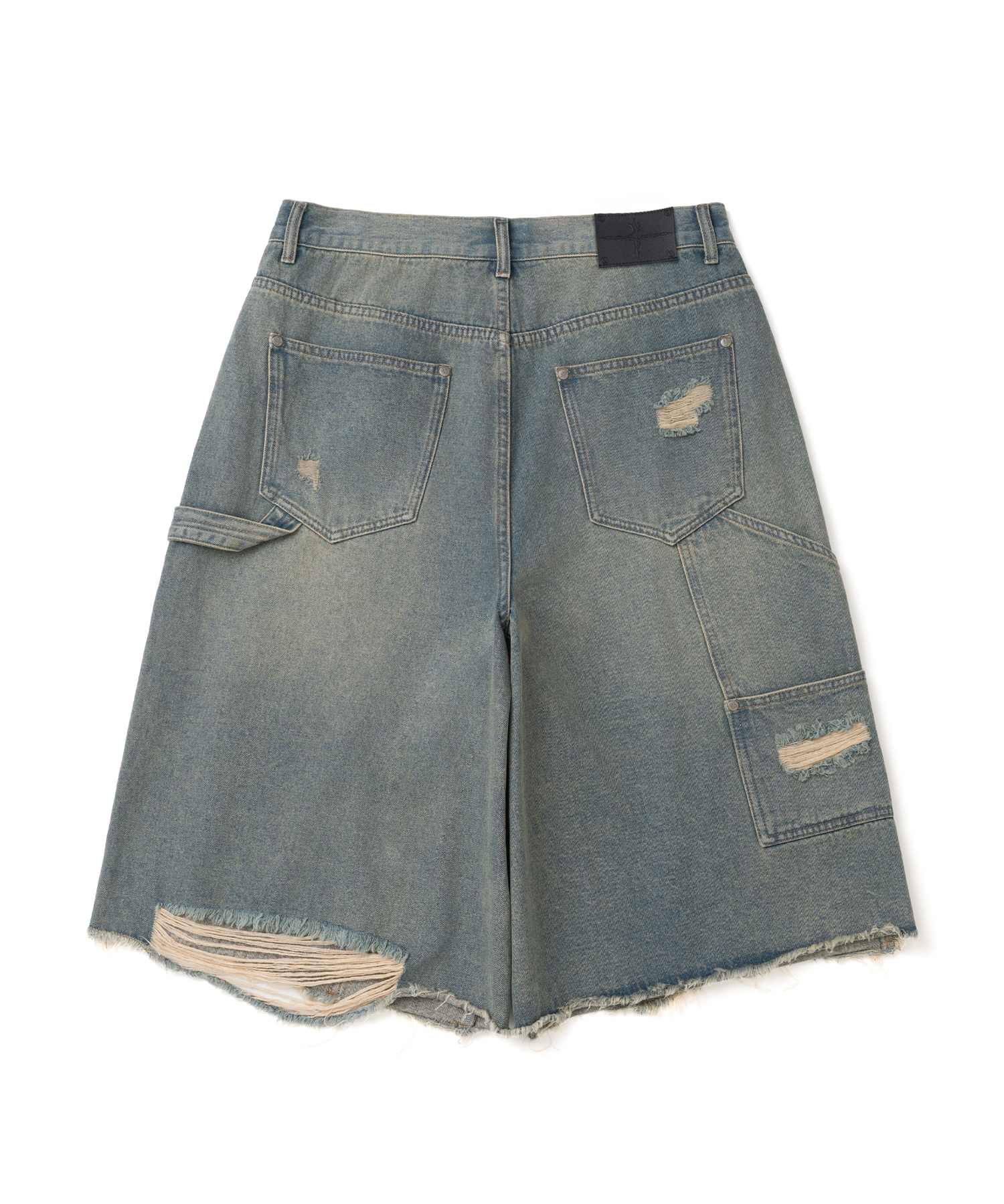 Distressed Carpenter Bermuda Shorts - Deep Blue