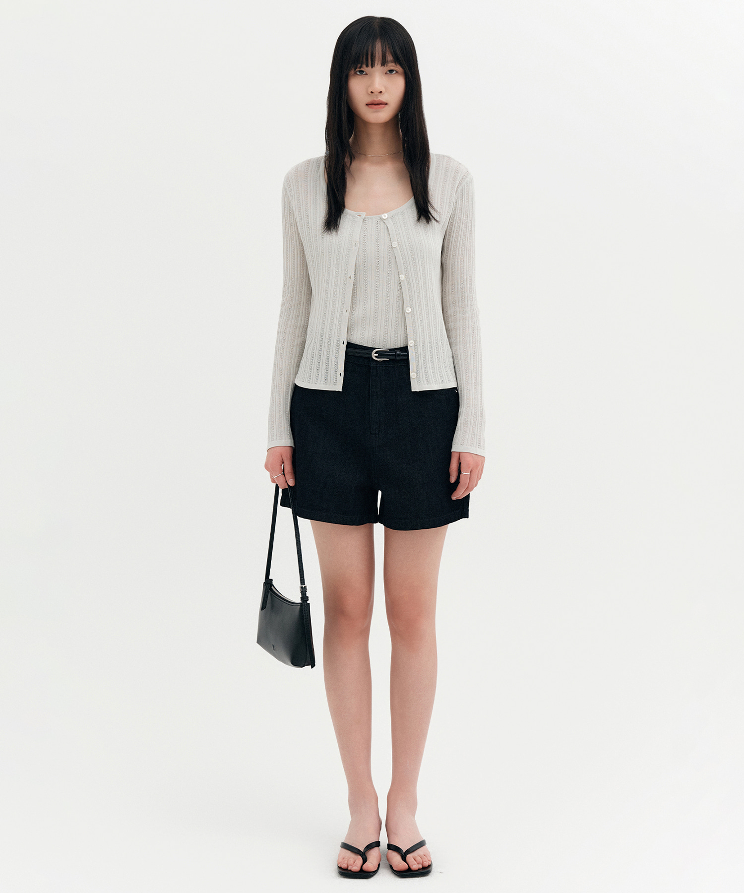 FAUSTINE SHEER TEXTURED KNIT CARDIGAN SET_MINT