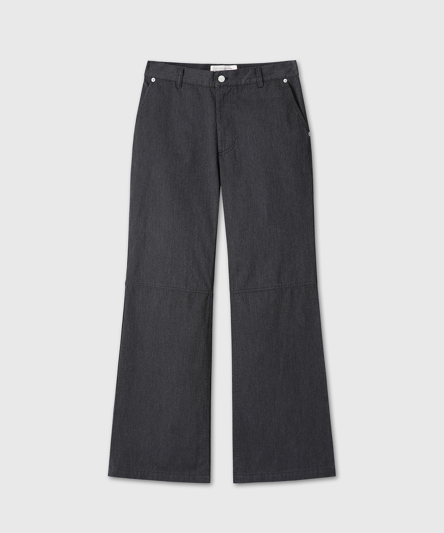 COTTON STRIPE SEMI FLARE PANTS (BLACK)