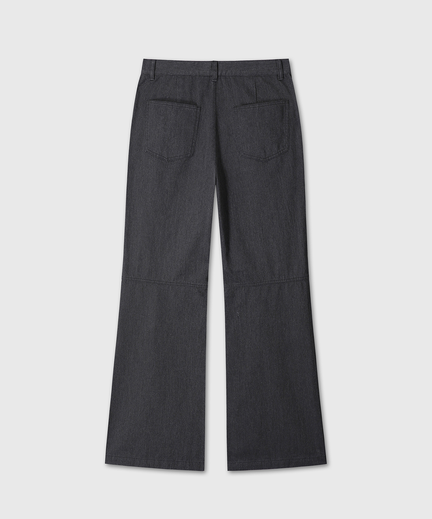 COTTON STRIPE SEMI FLARE PANTS (BLACK)