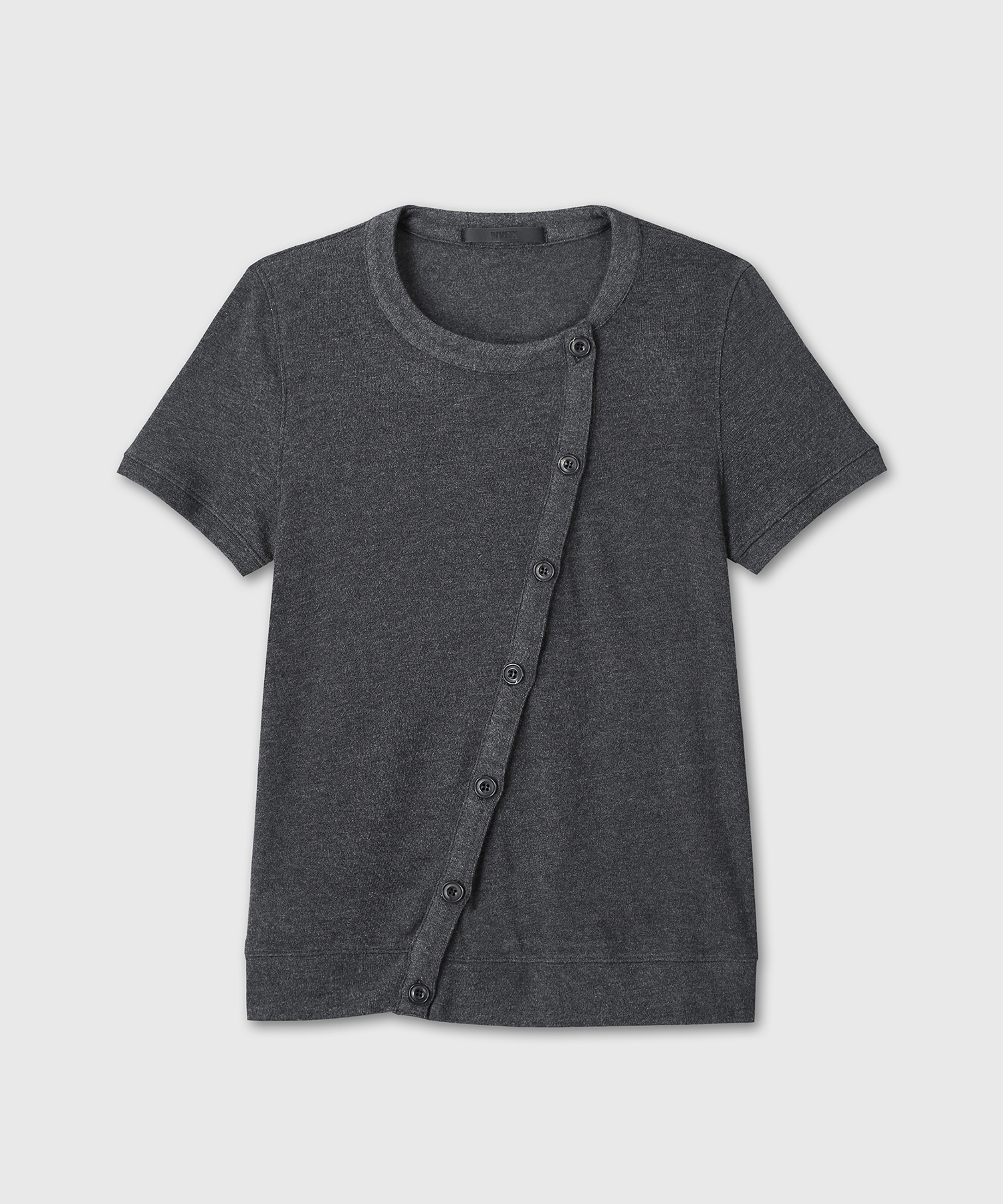 ASYMMETRY COTTON CARDIGAN (CHARCOAL)