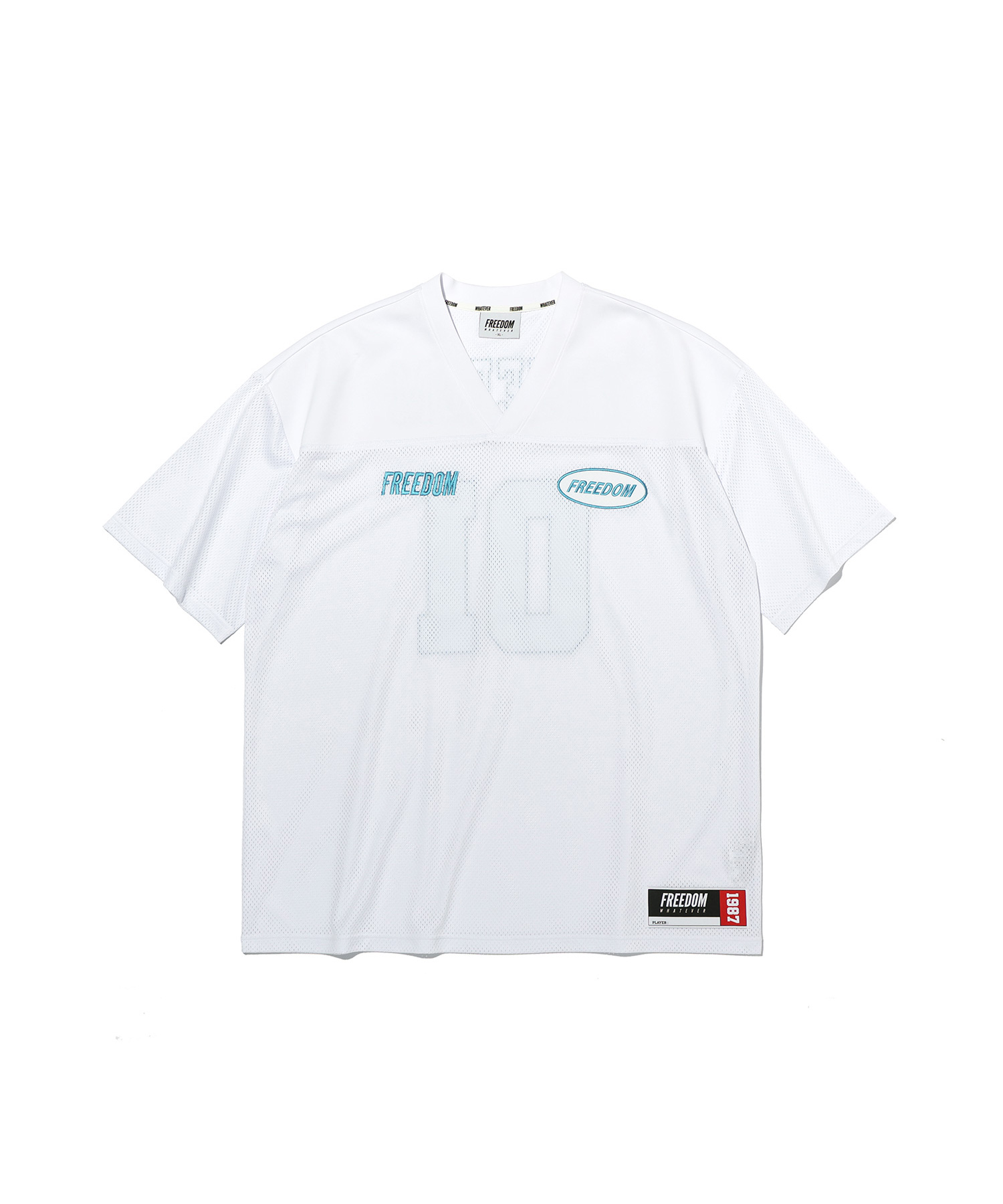 Freedom Mesh Rugby Jersey, White/Sky Blue