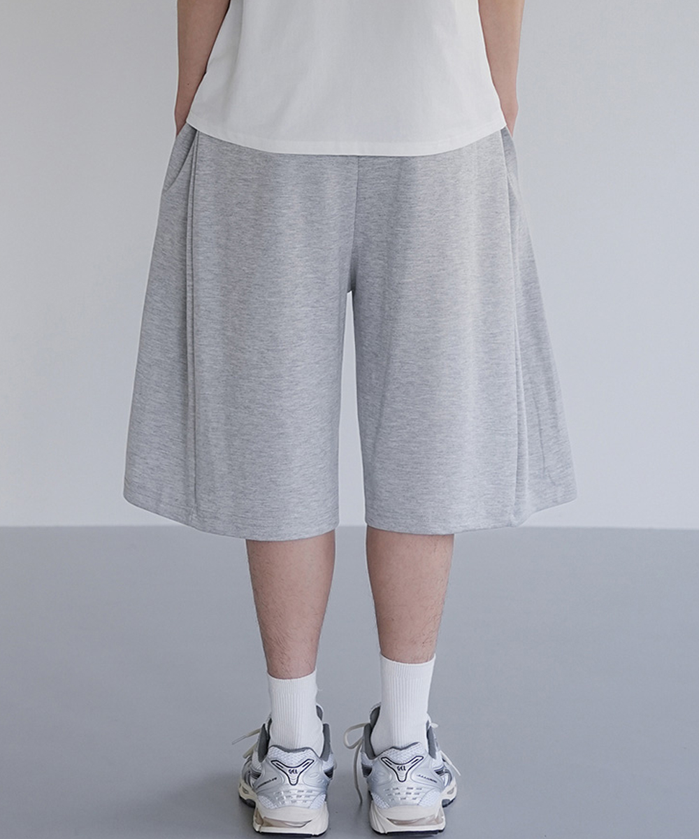 String Banding Side Pintuck Bermuda Training Sweat Shorts 3 Colors