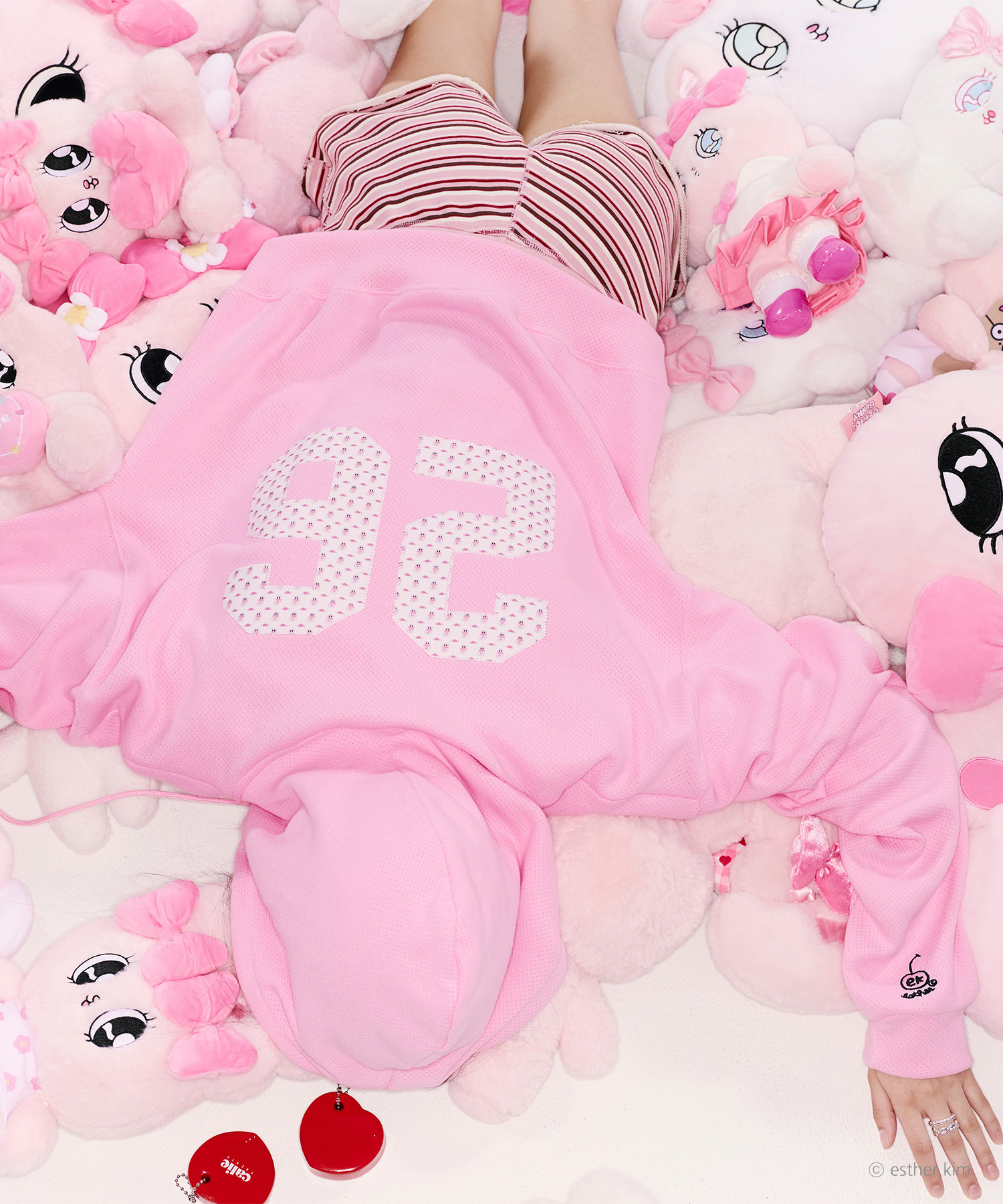 ESTHER BUNNY X AS IF CALIE BUNNY PATTERN APPLIQUE HOOD ZIP UP PINK