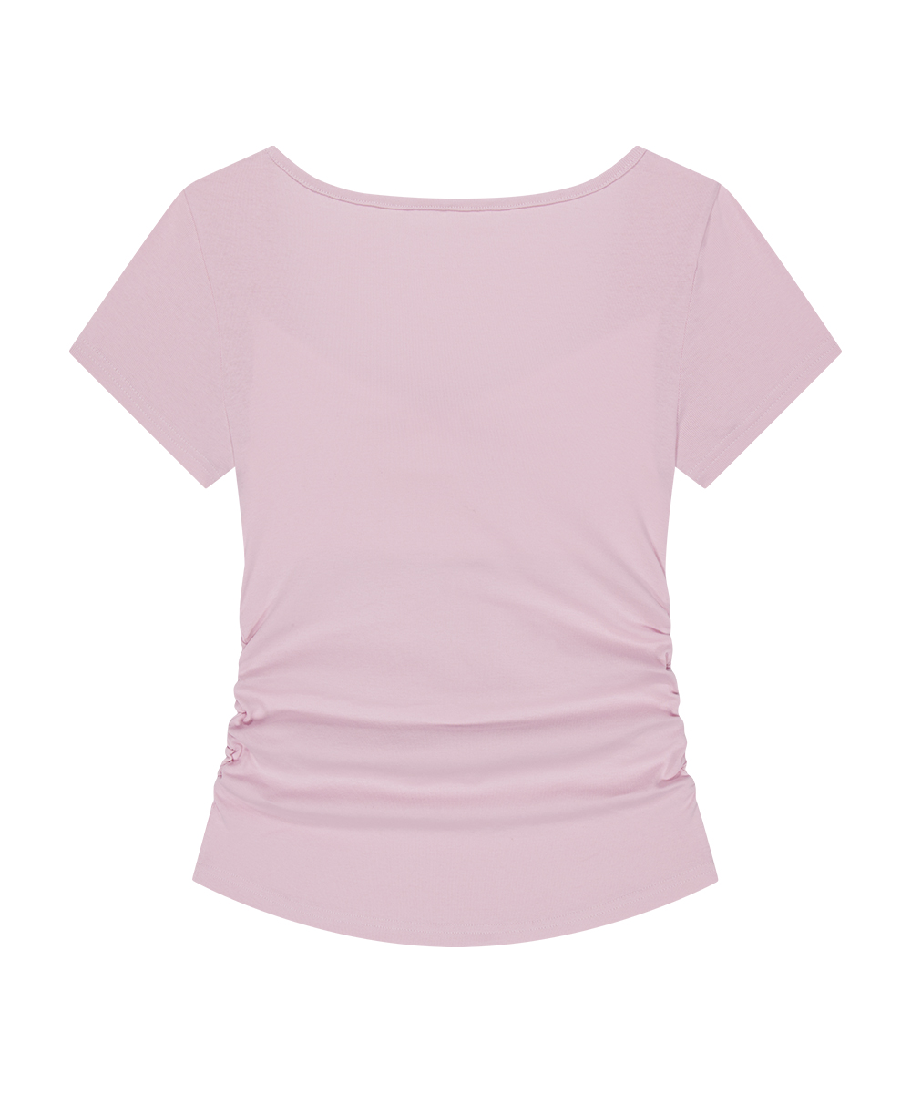 LAYERED RIBBON TIE T-SHIRT PINK