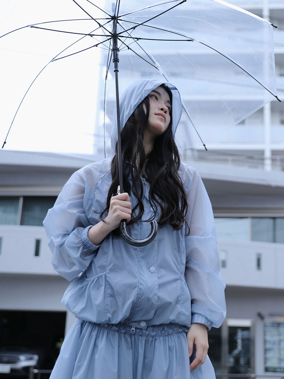 SHINING RUFFLE WINDBREAKER JACKET(BLUE)