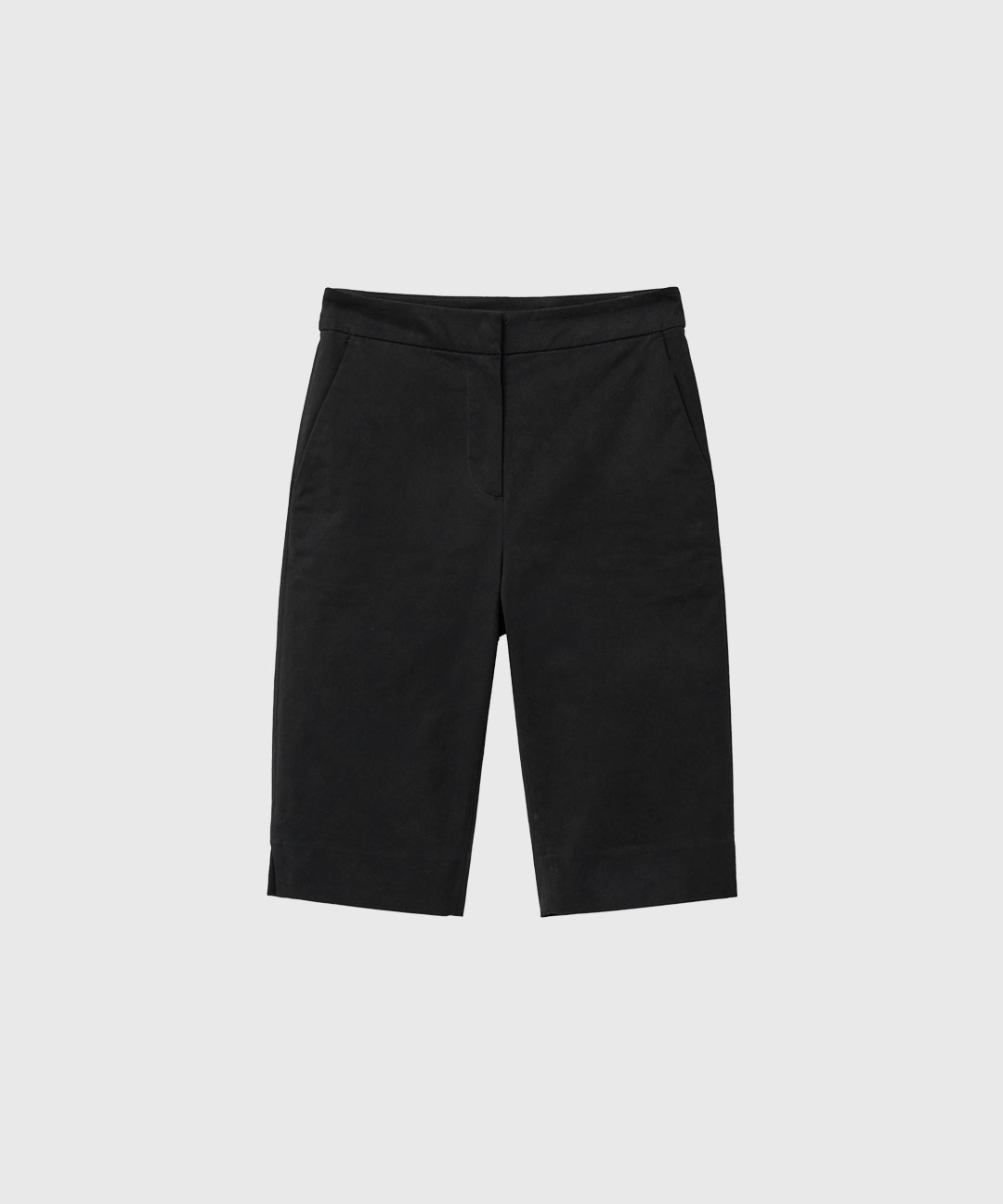 woman classic capri slit pants [black]