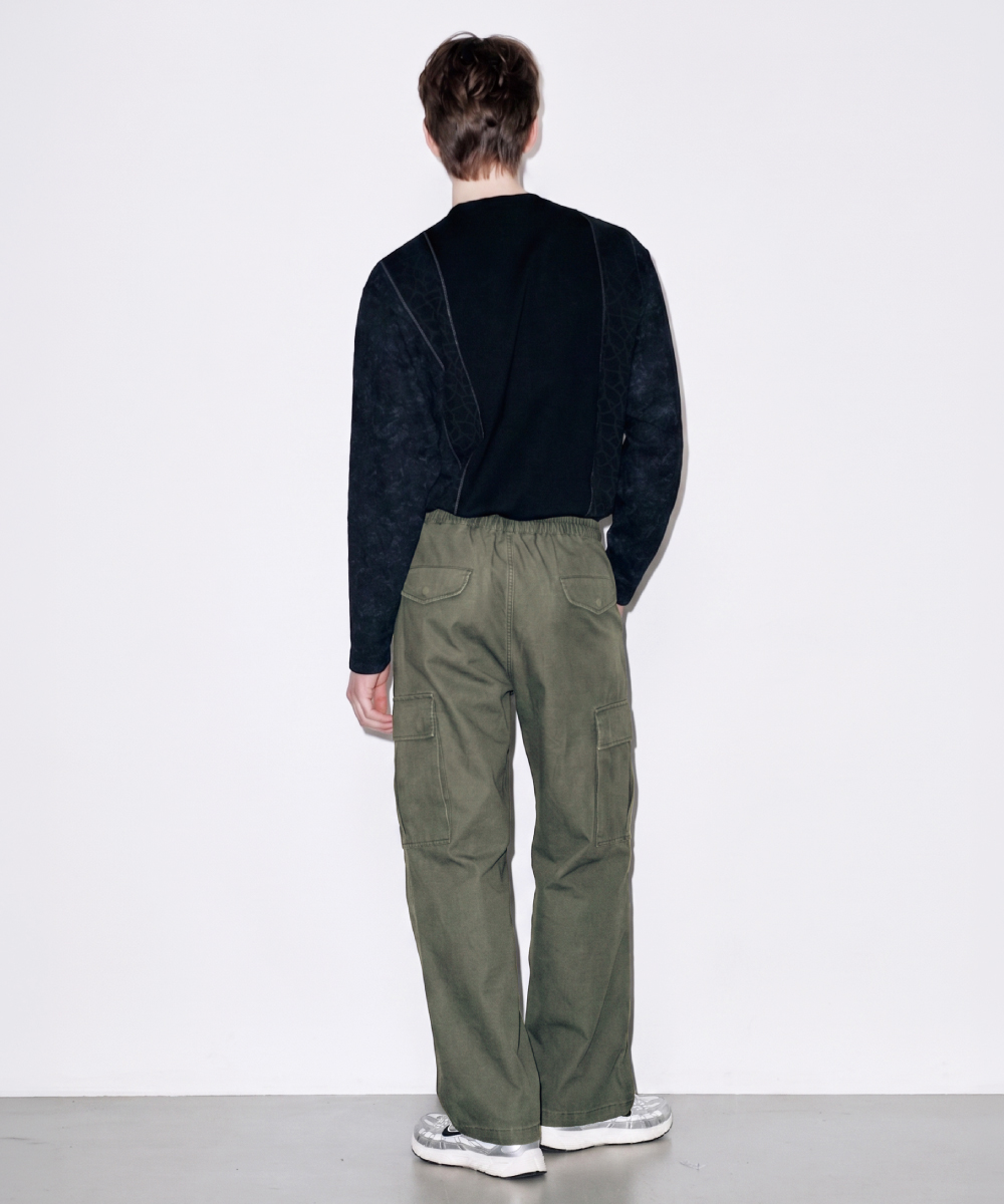 Pigment Washed Cargo Pants (Khaki)