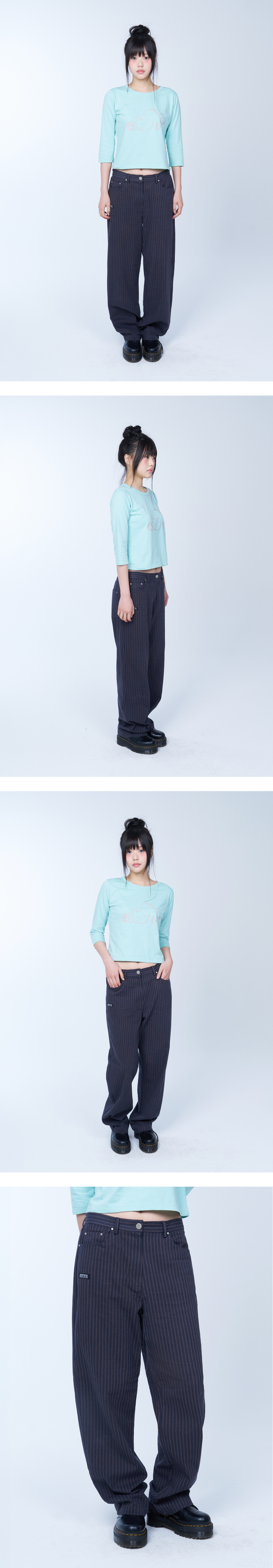 Straight wide cotton pants - STRIPE