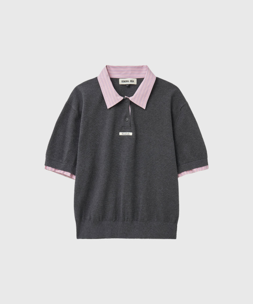 Shirt Collar Pique Half Knit [CHARCOAL] / GF2LKP531 thumbnail 2
