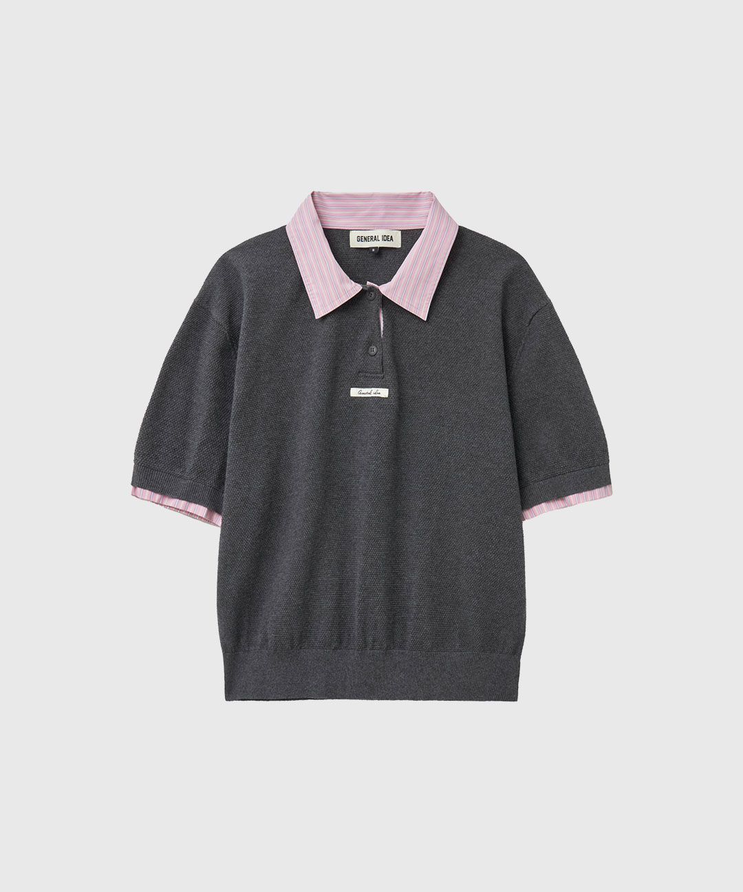woman рубашка collar pique half knit [уголь]