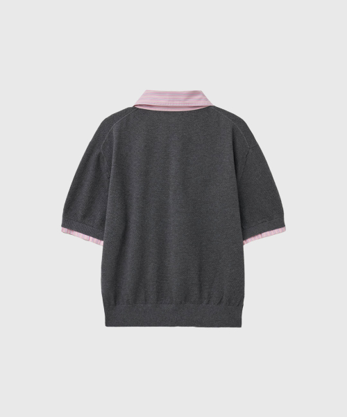 Shirt Collar Pique Half Knit [CHARCOAL] / GF2LKP531 thumbnail 3