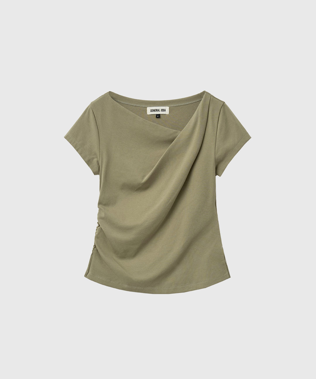 woman drape shirring half футболка [light khaki]