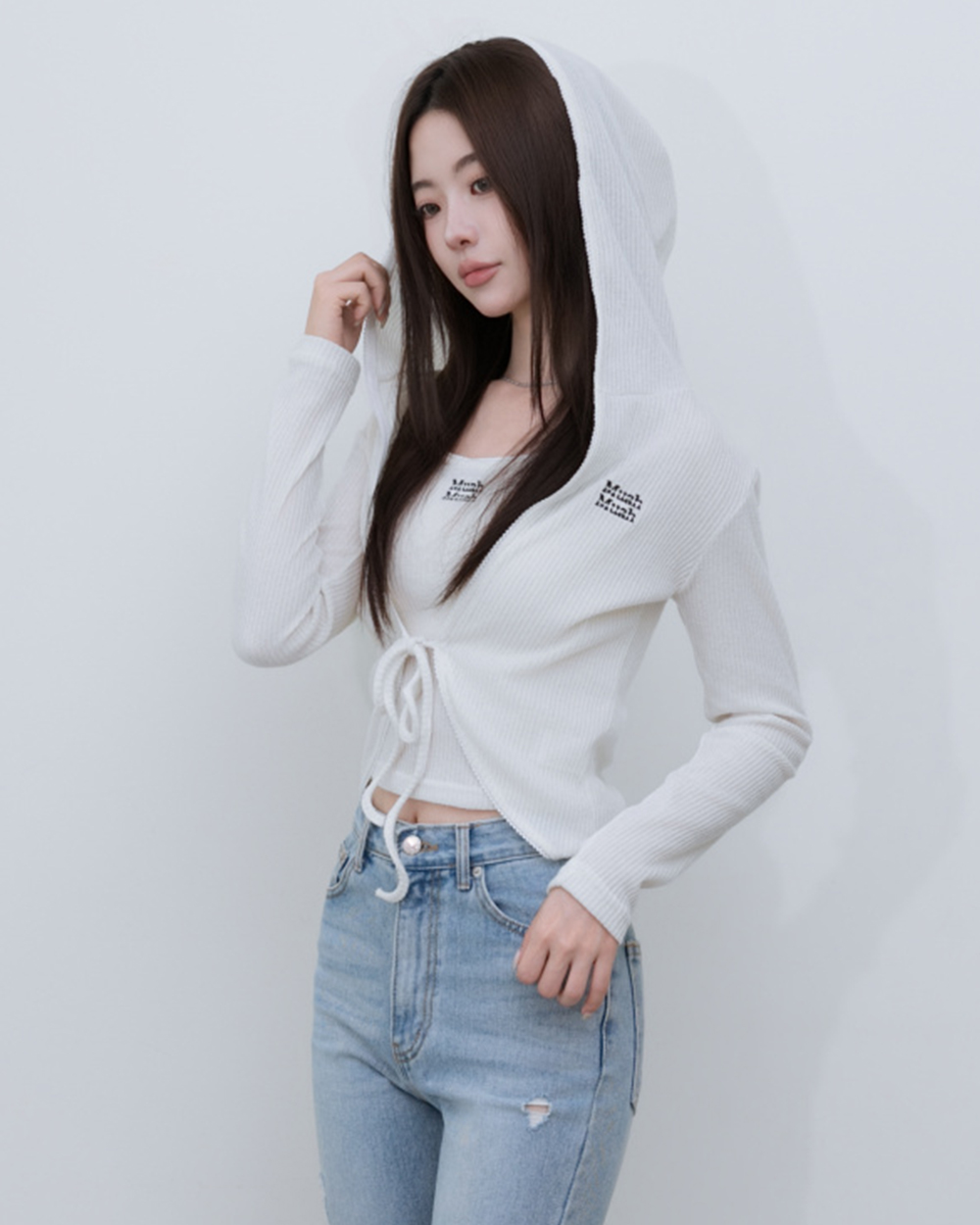 [SET] кружево CONTRAST CARDIGAN без рукавов [2color]