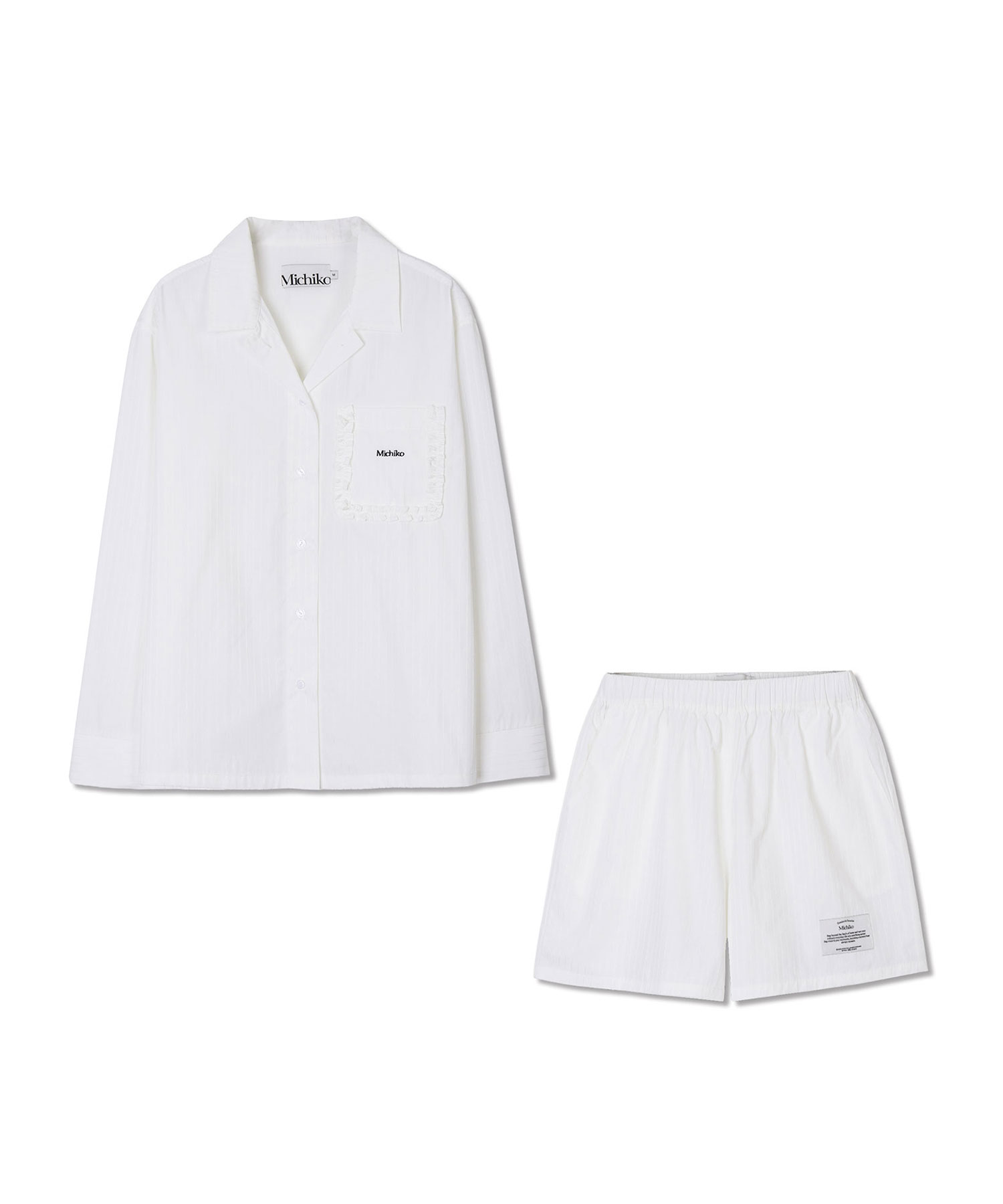 Ruffled карман Pajama Set белый