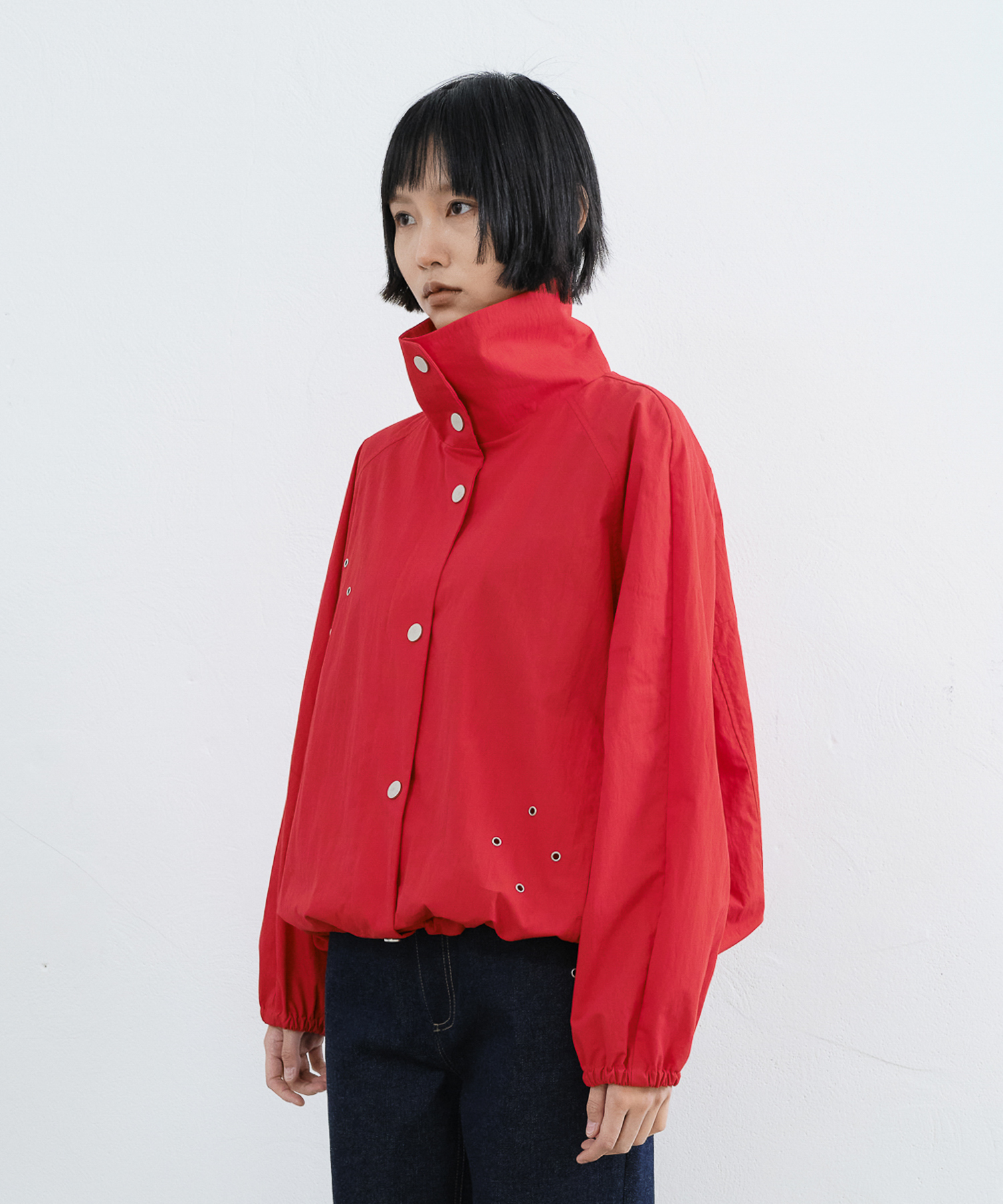 EYELET OVERSIZED HIGH NECK JUMPER (красный)
