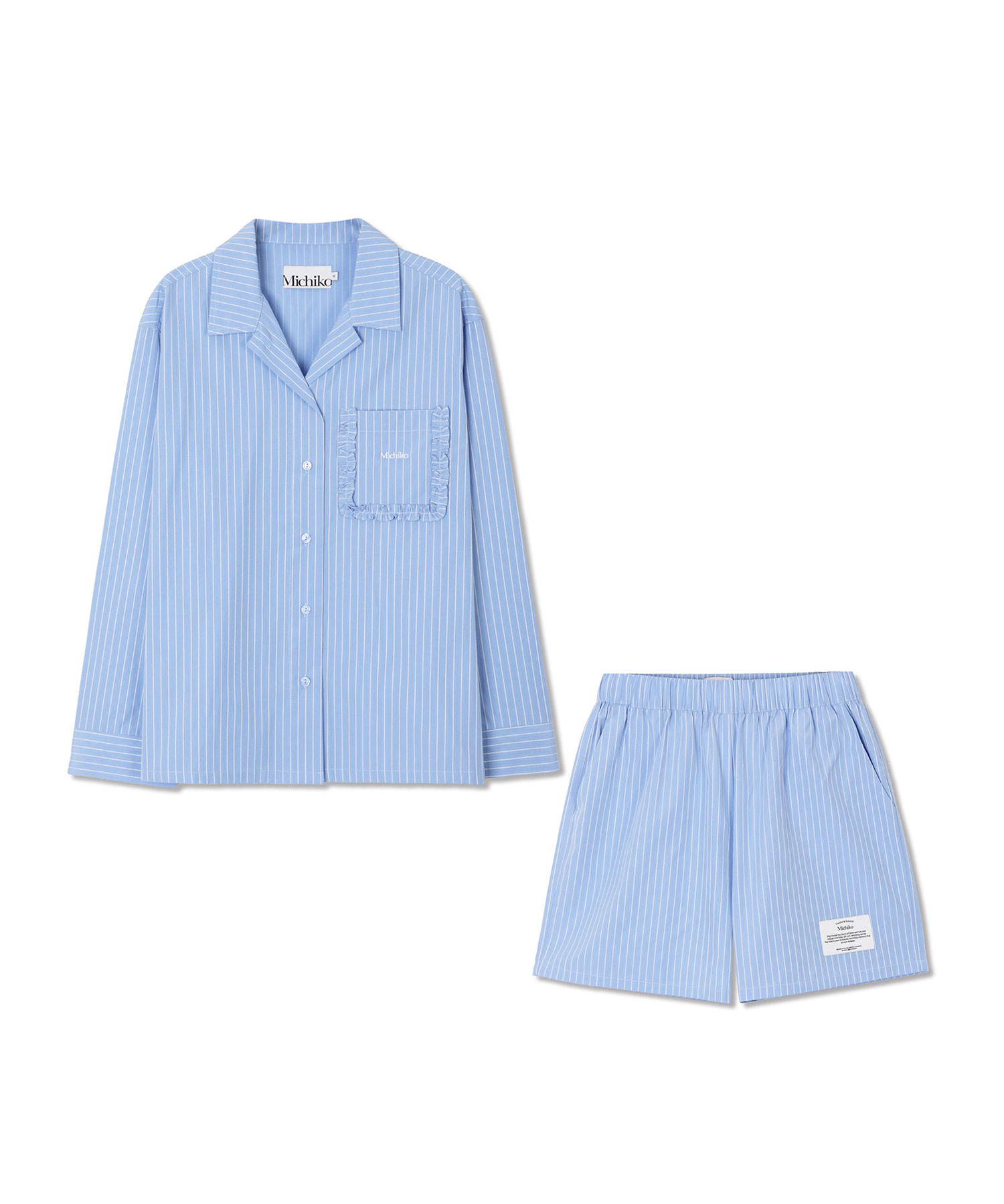 Ruffled карман Pajama Set Light синий