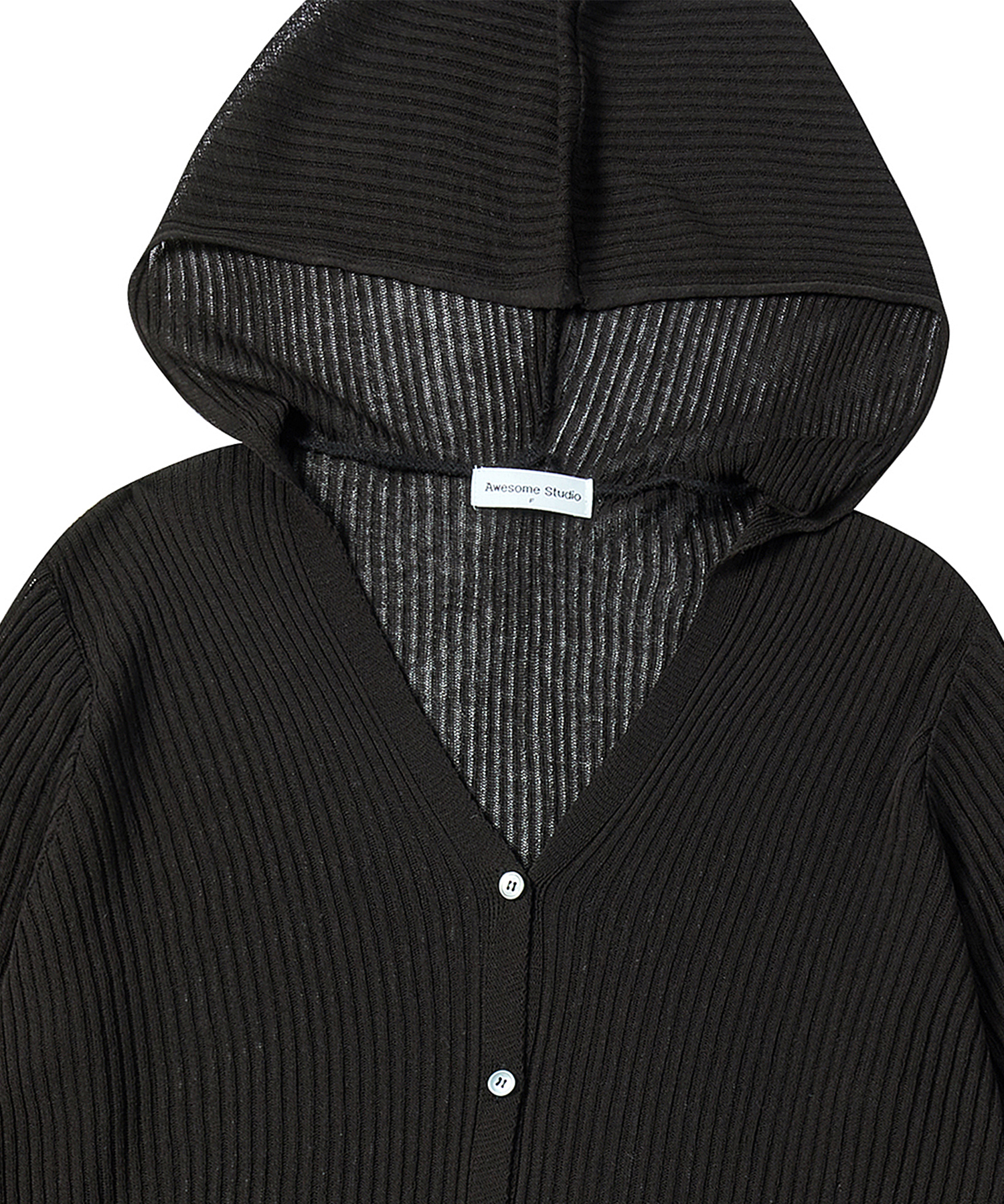 SEE THROUGH HOOD KNIT CARDIGAN чёрный