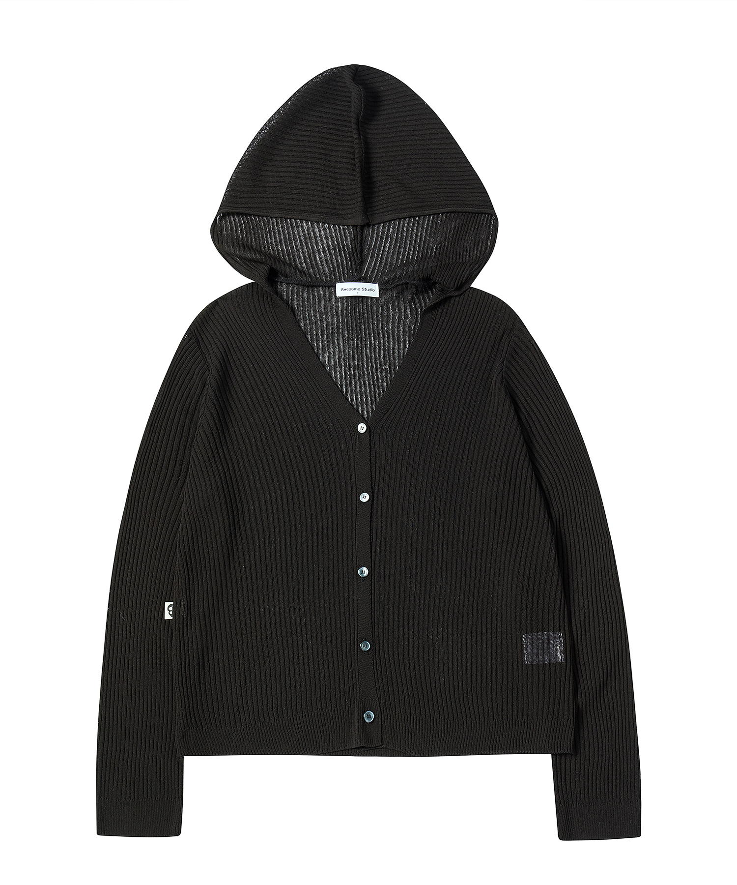 SEE THROUGH HOOD KNIT CARDIGAN чёрный
