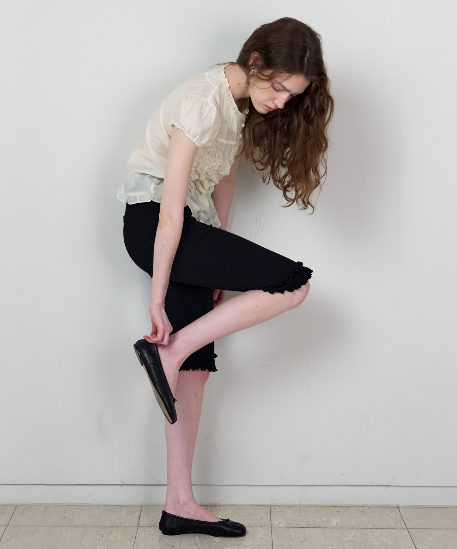 Frill Banding Capri Pants_2 Color