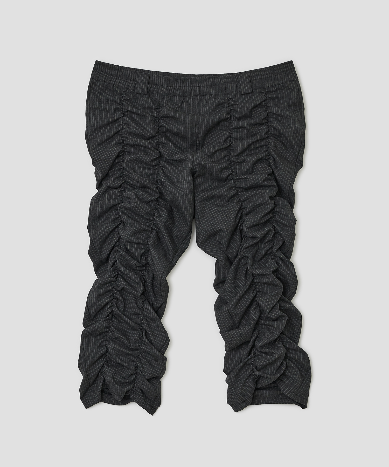 Shirred Texture Capri Pants [Charcoal]