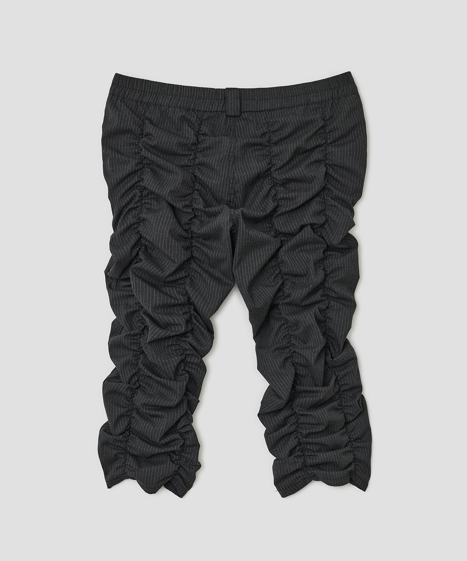 Shirred Texture Capri Pants [Charcoal]