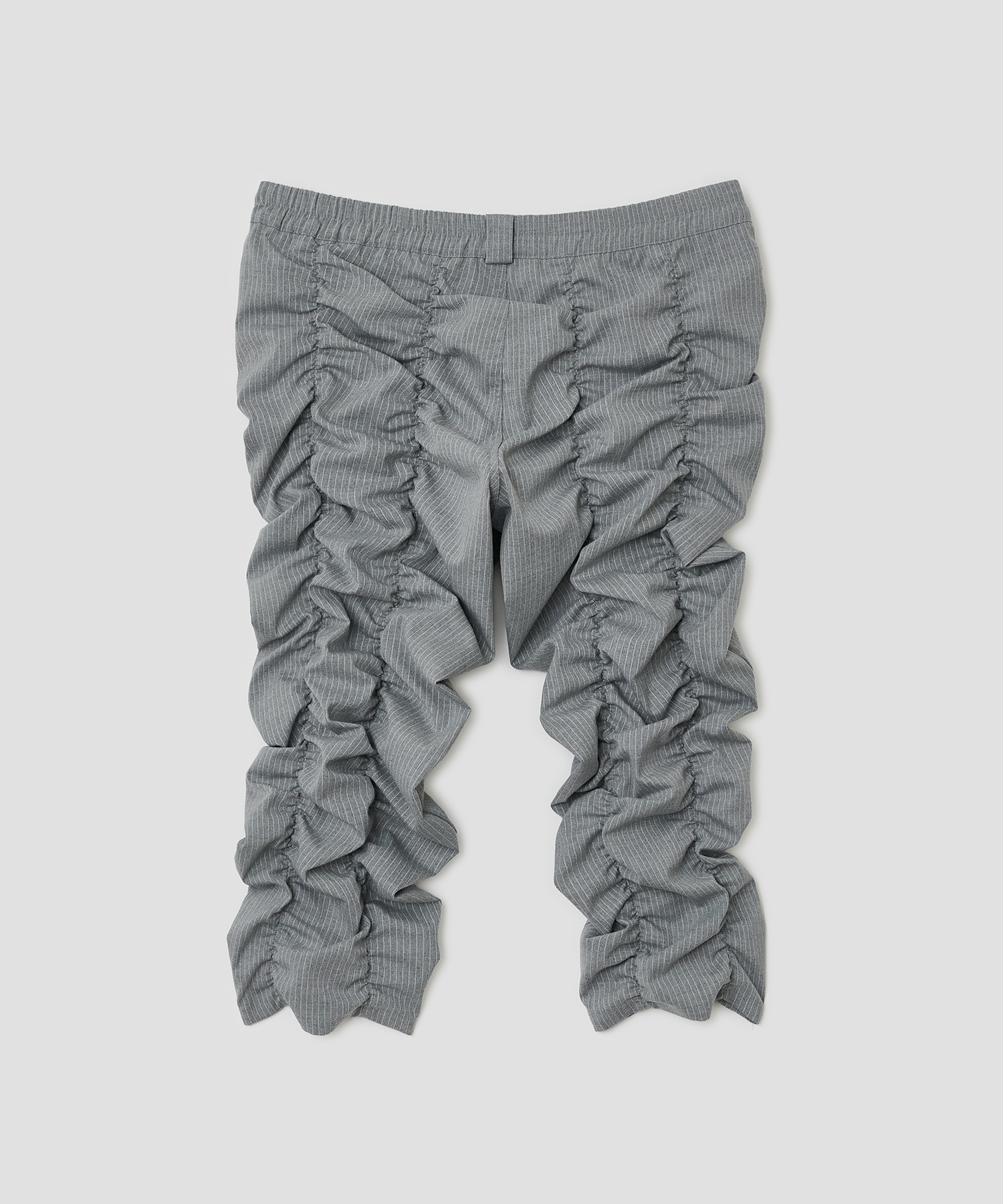 Shirred Texture Capri Pants [Gray]