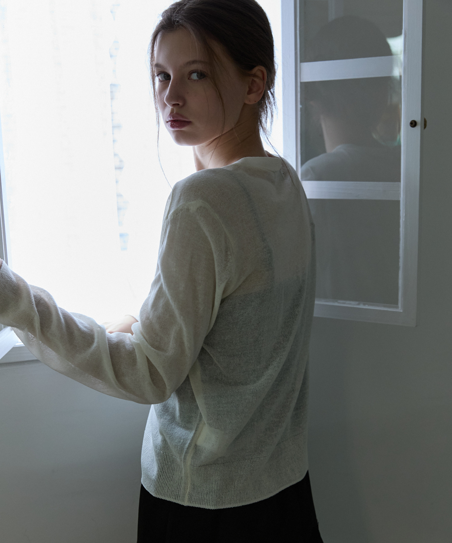 Linen blend summer cardigan Ivory