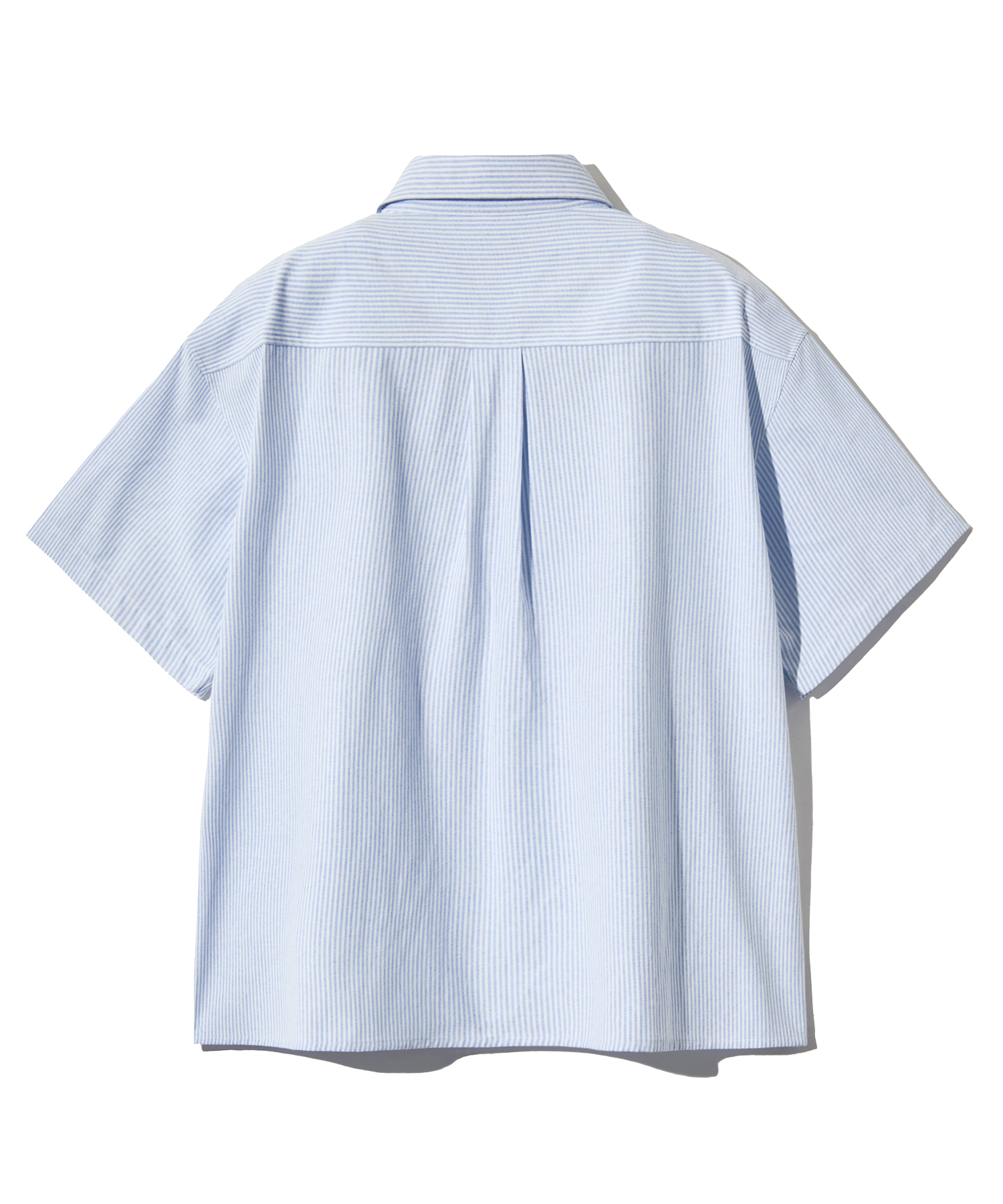 Semi Crop Stripe Half Shirt-Blue