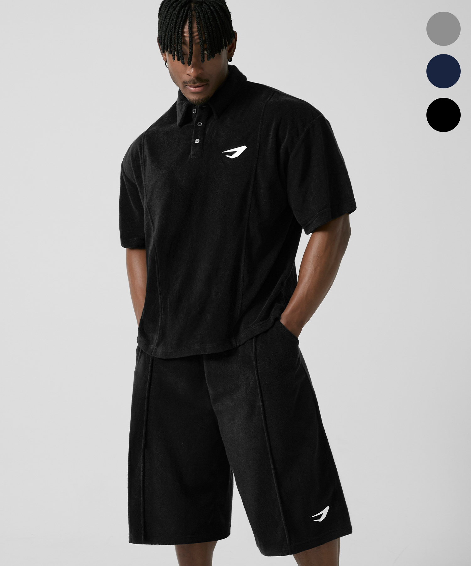 [SET-UP] SOFT COLLAR T-SHIRTS & SHORTS_3color