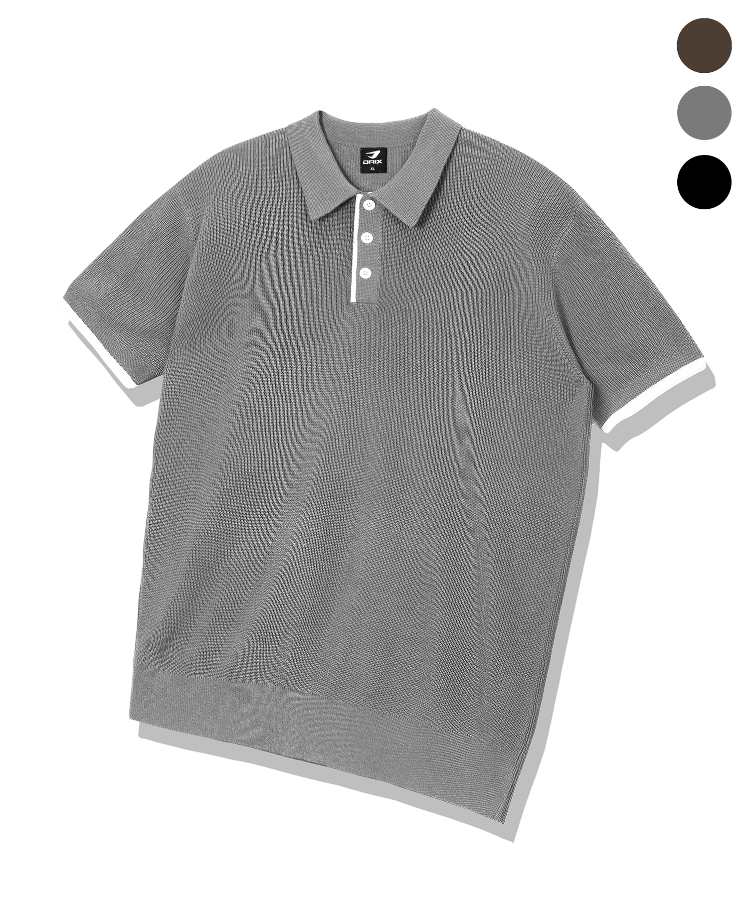 LINEN MUSCLE FIT COLORED COLLAR KNIT_3color