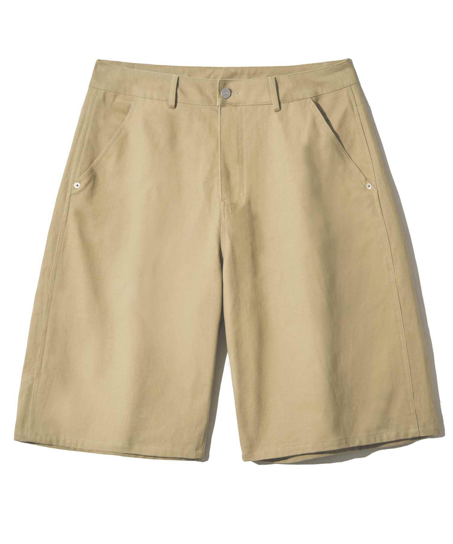 Twill Cotton Bermuda Shorts-Beige