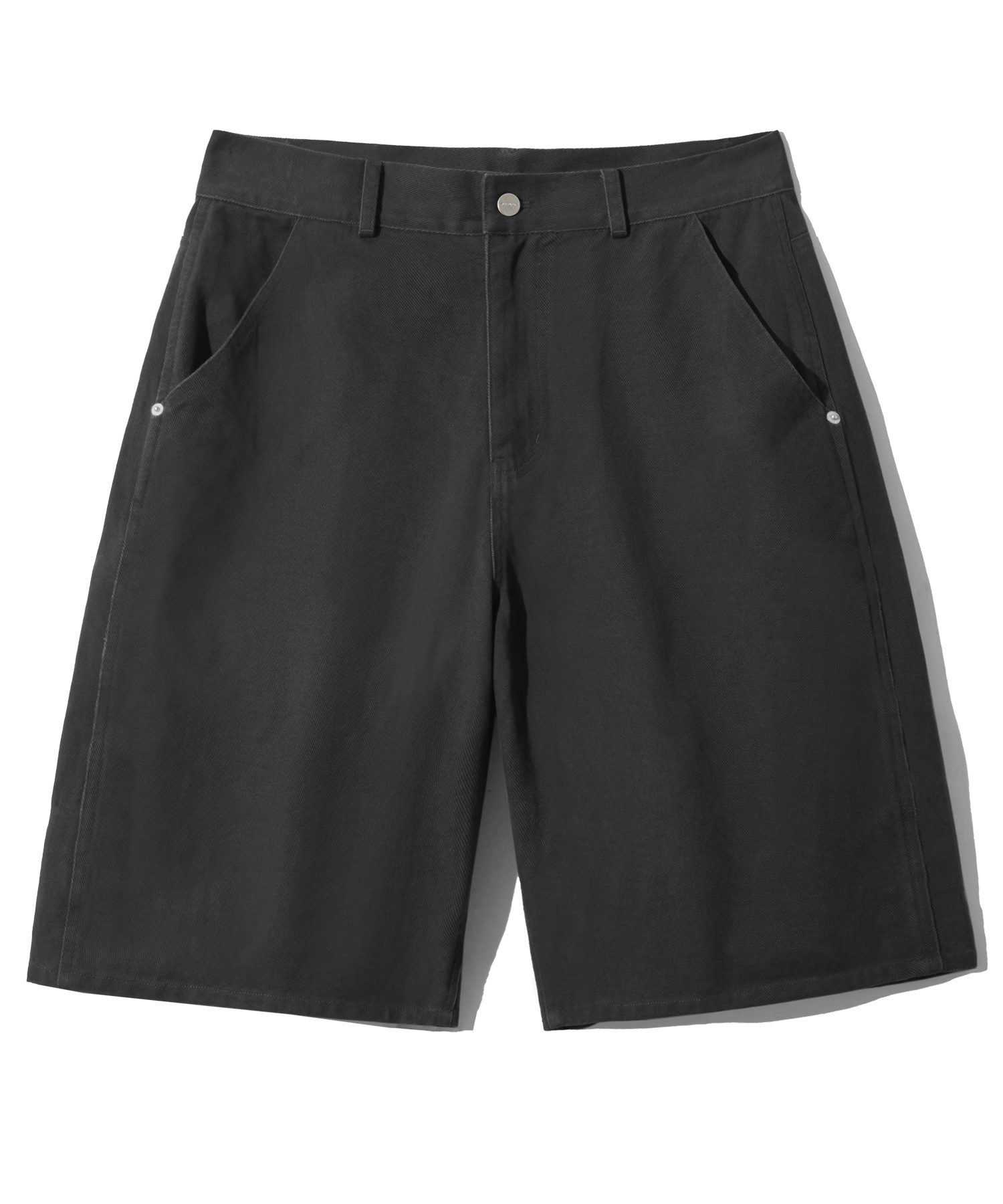 Twill Cotton Bermuda Shorts-Black
