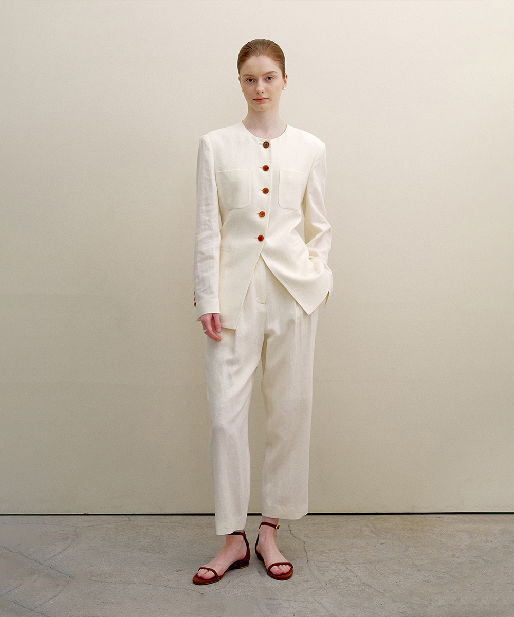 Classic crop linen slacks_2color
